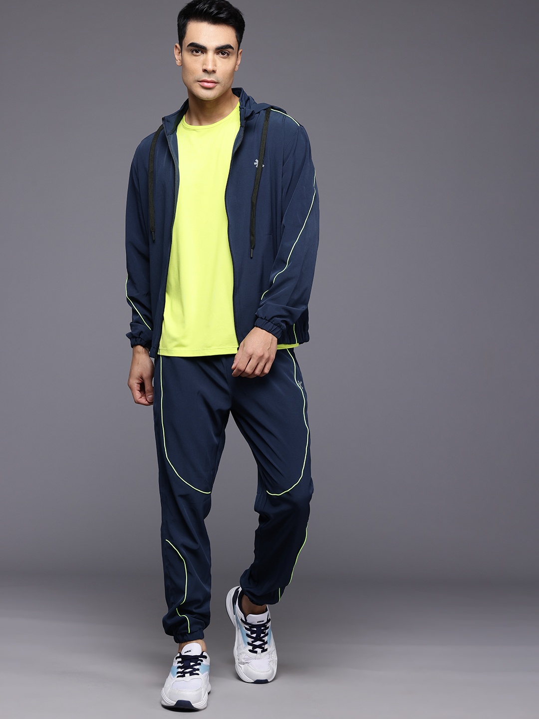 

HRX by Hrithik Roshan Rapid-Dry Hooded Training Tracksuit, Navy blue