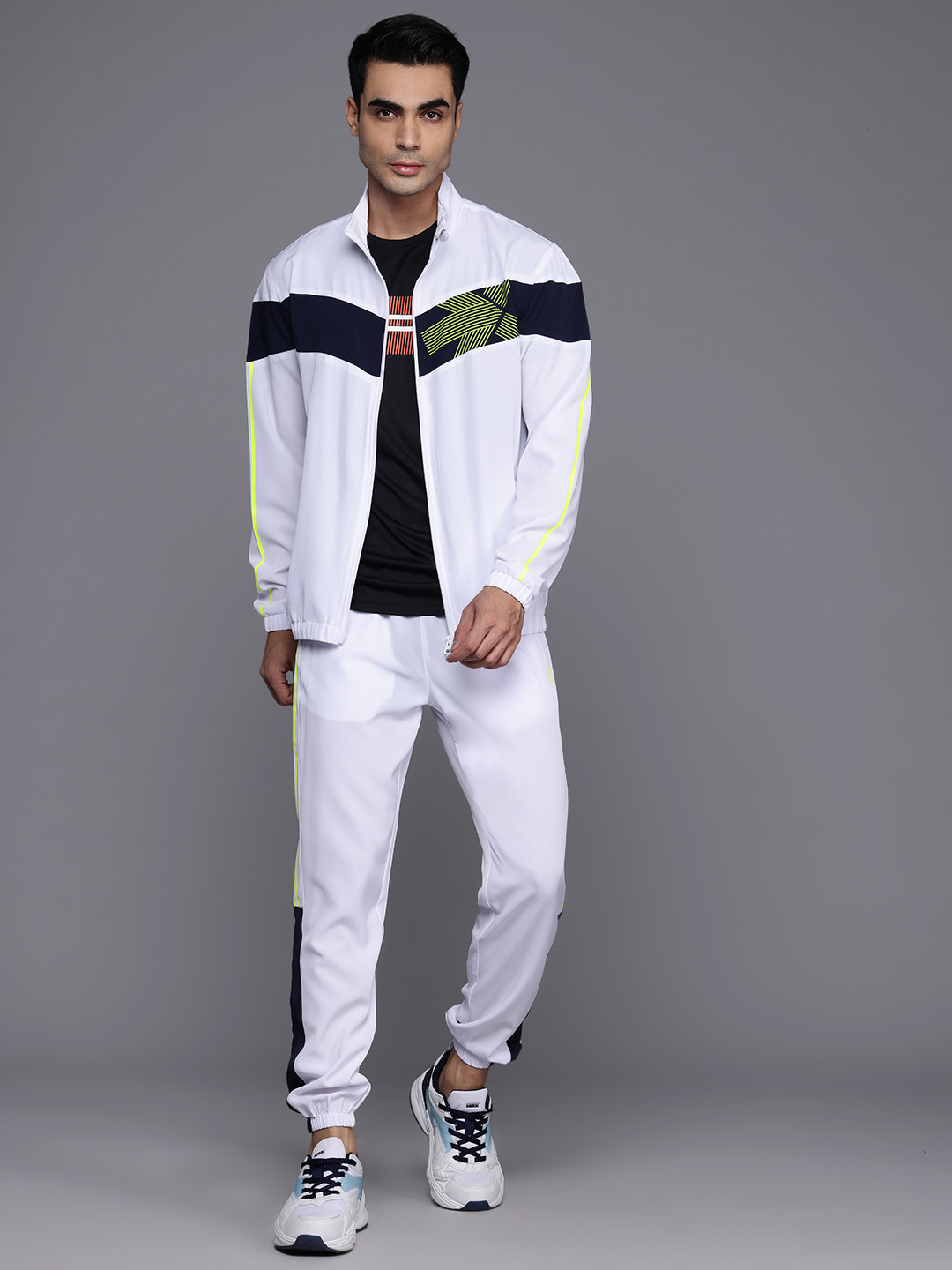 

HRX by Hrithik Roshan Striped Rapid-Dry Running Tracksuit, White