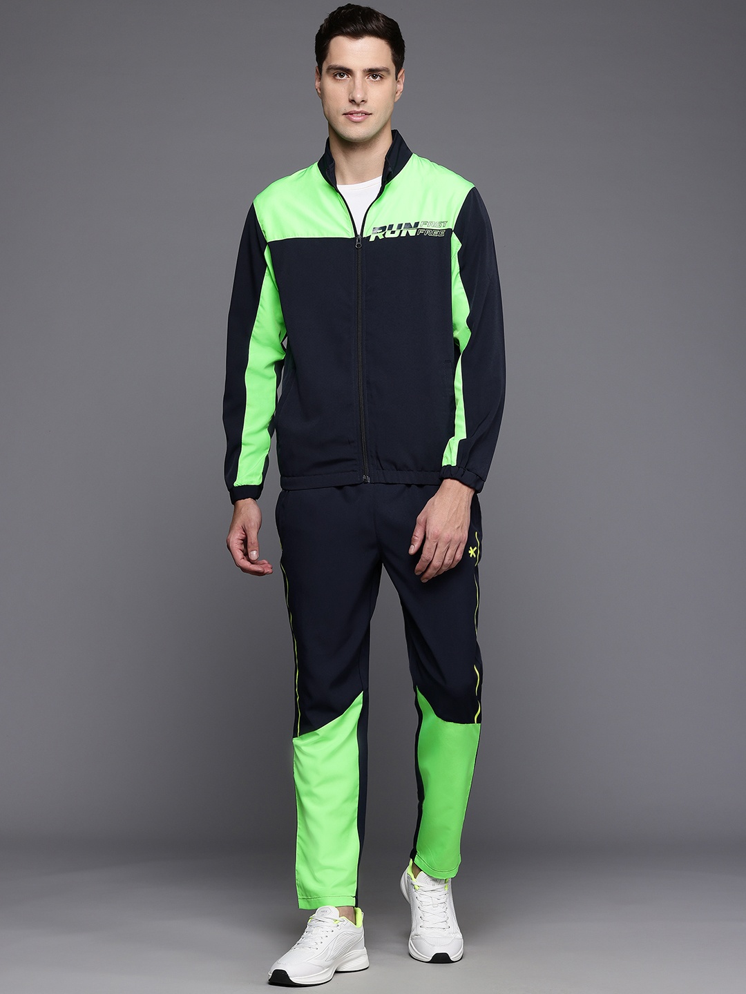 

HRX by Hrithik Roshan Colourblocked Running Tracksuits, Navy blue