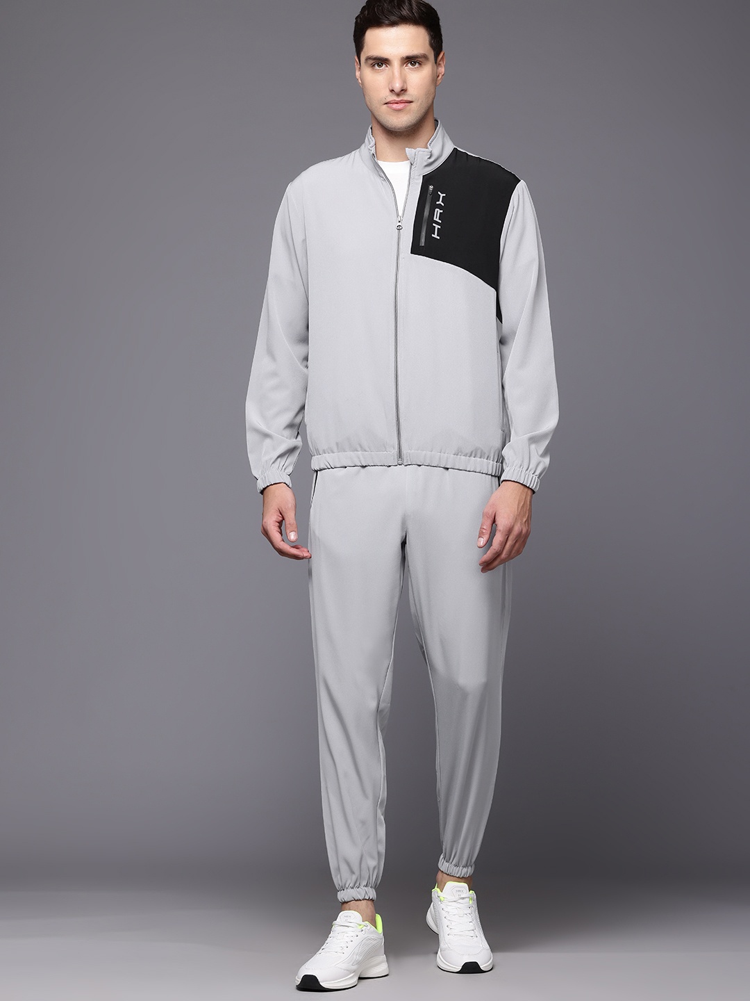 

HRX by Hrithik Roshan Men Colourblock Running Track Suit, Grey