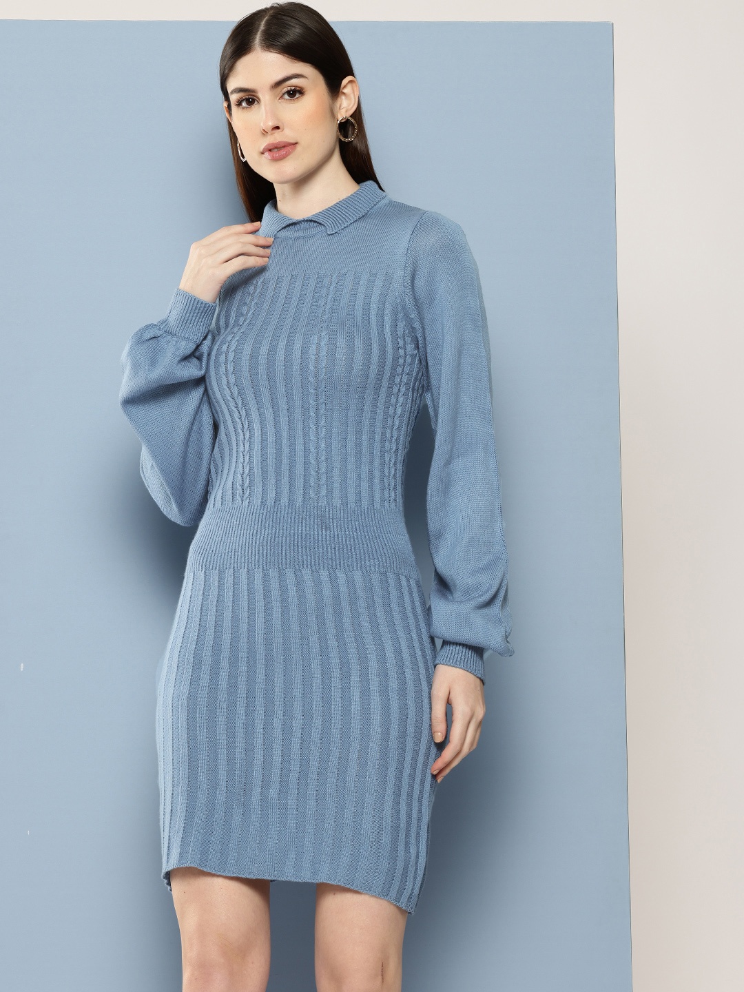 

Chemistry Self-Striped Jumper Midi Dress, Blue