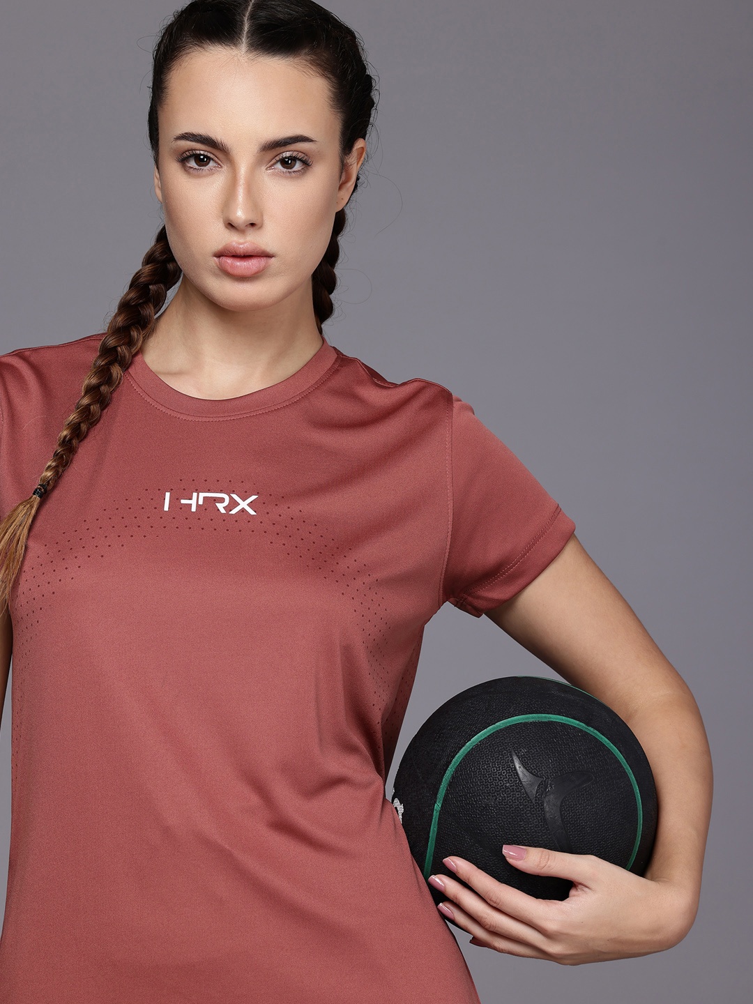 

HRX by Hrithik Roshan Antimicrobial Rapid-Dry Training T-shirt, Brown
