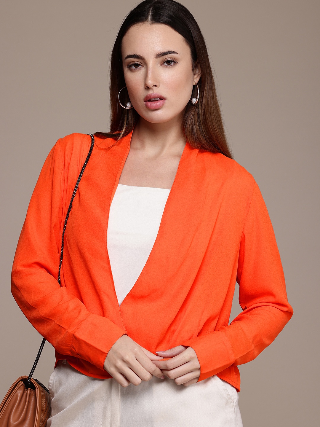 

French Connection Wrap Style Front Open Top, Orange