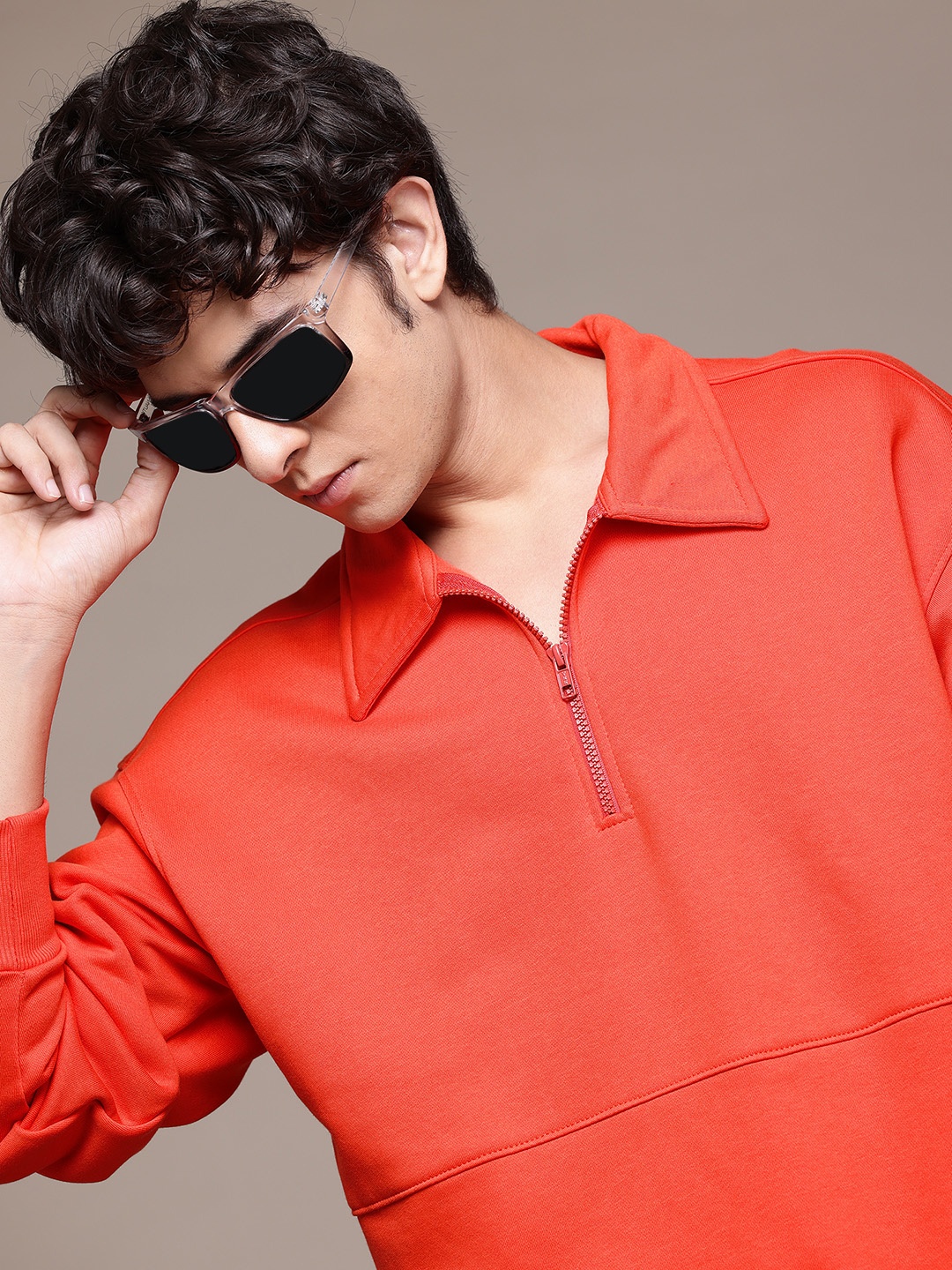 

The Roadster Lifestyle Co. Half Zipper Pullover Sweatshirt, Orange