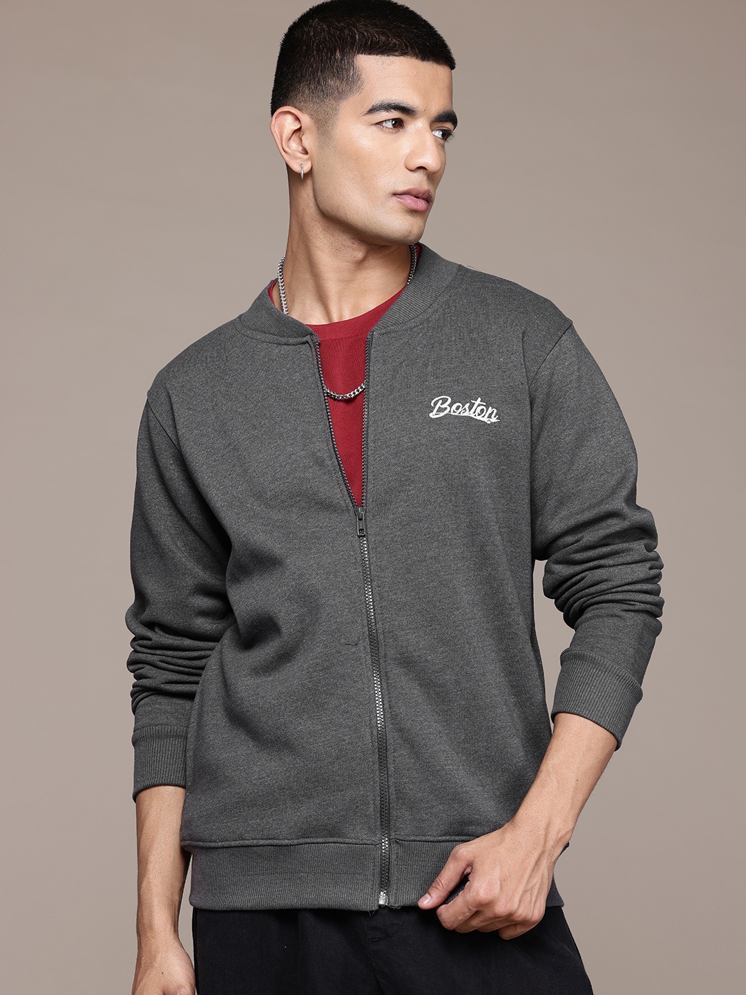 

The Roadster Lifestyle Co. Sweatshirt with Applique-Detail, Grey