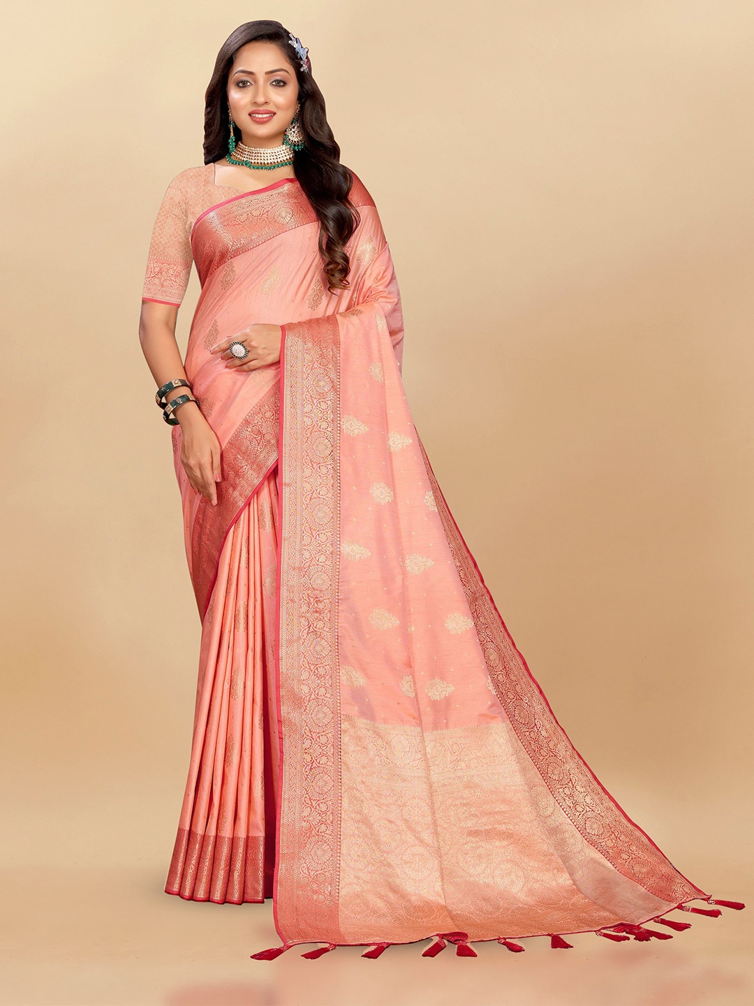 

Upalksh Woven Design Zari Banarasi Saree, Peach