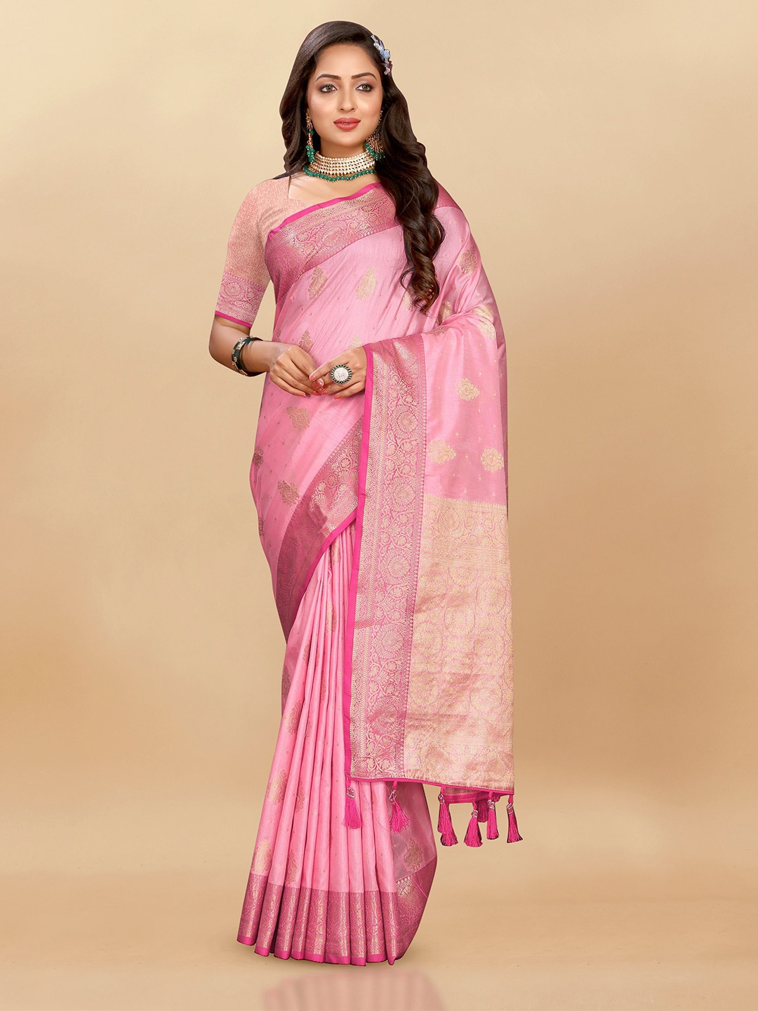 

Upalksh Woven Design Zari Banarasi Saree, Pink