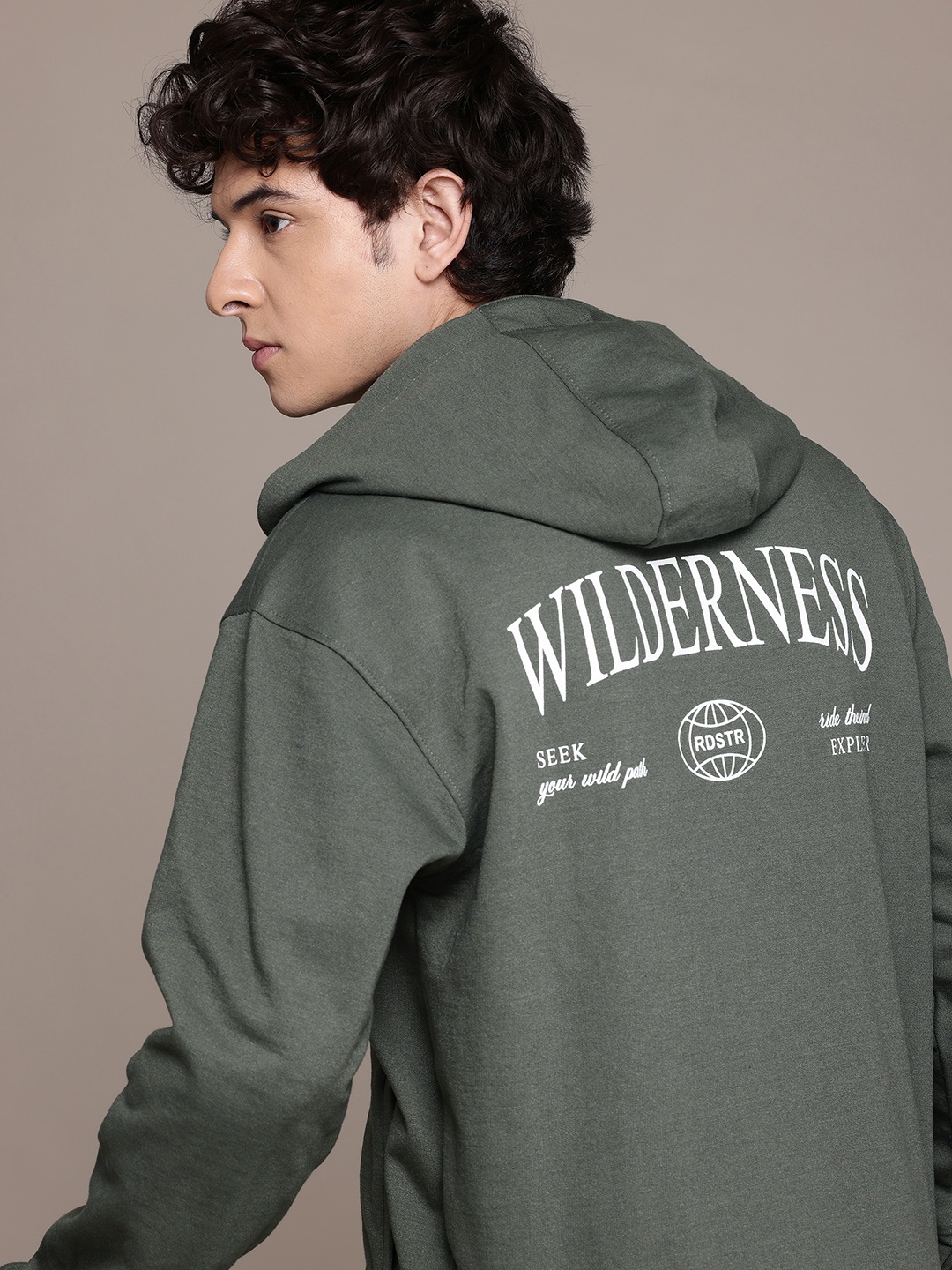 

The Roadster Lifestyle Co. Printed Hooded Sweatshirt, Olive