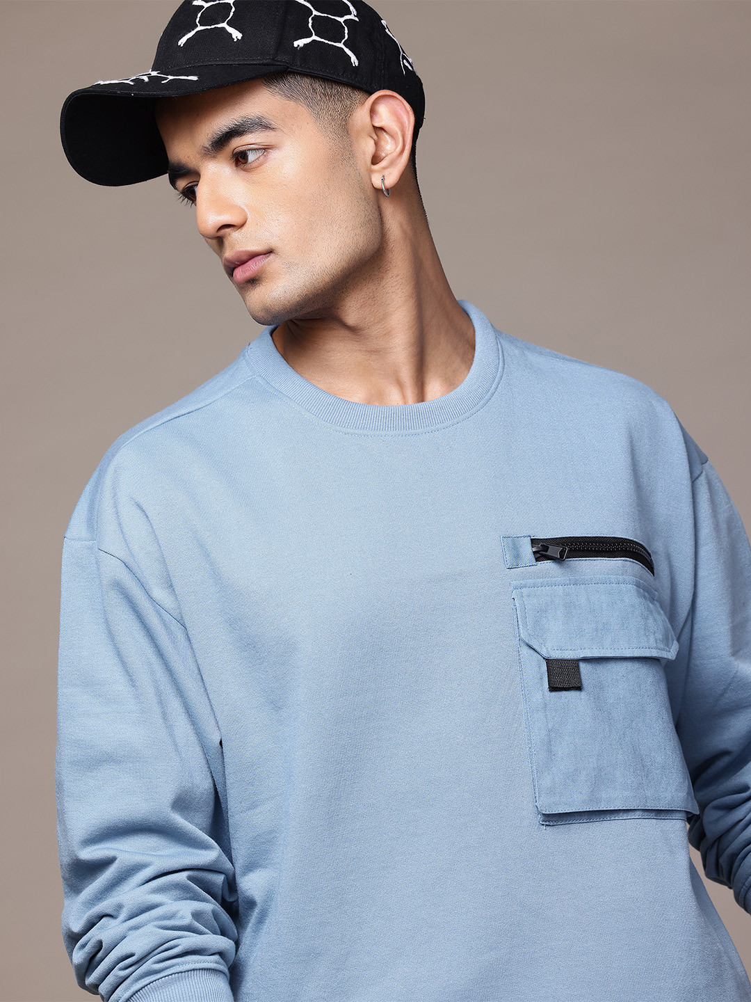 

The Roadster Lifestyle Co. Relaxed Fit Mock Pocket Detail Sweatshirt, Blue