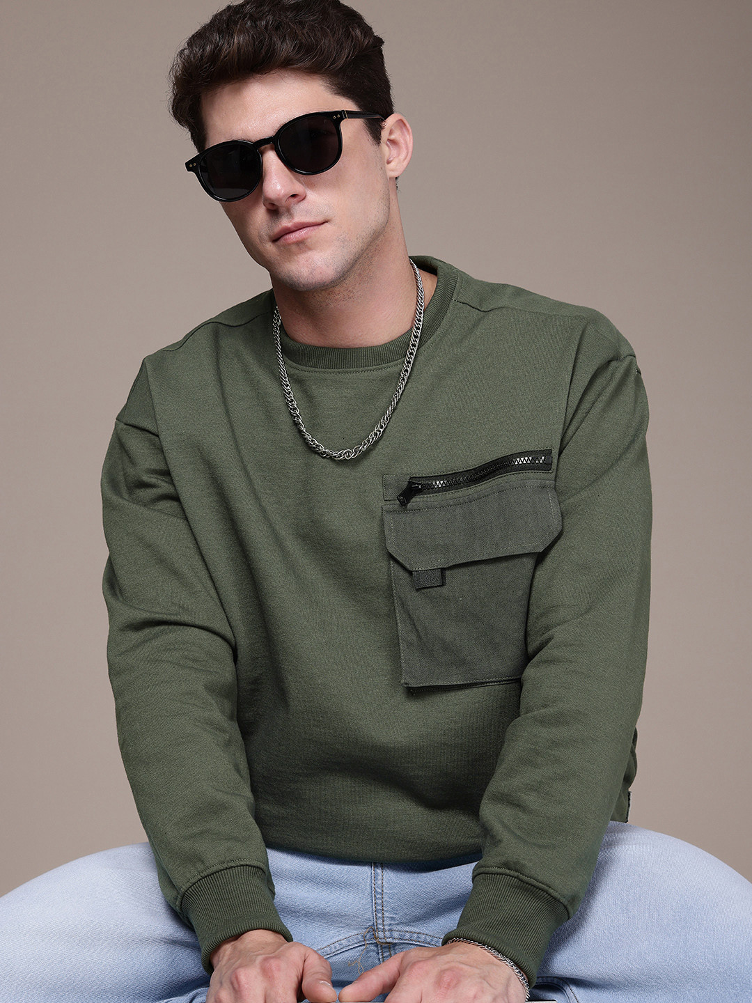 

The Roadster Life Co. Round Neck Sweatshirt, Olive