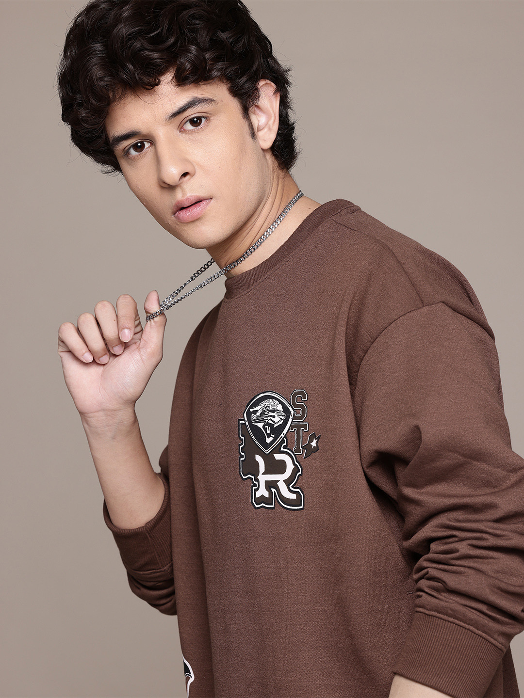 

The Roadster Lifestyle Co. Printed Relaxed Sweatshirt, Brown