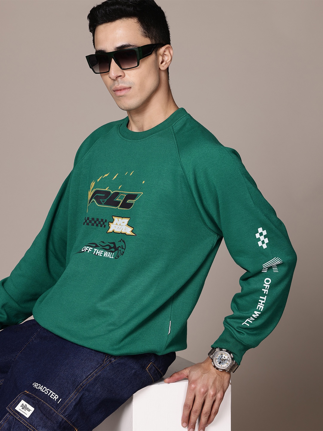 

The Roadster Lifestyle Co. Printed Relaxed Fit Pullover, Green