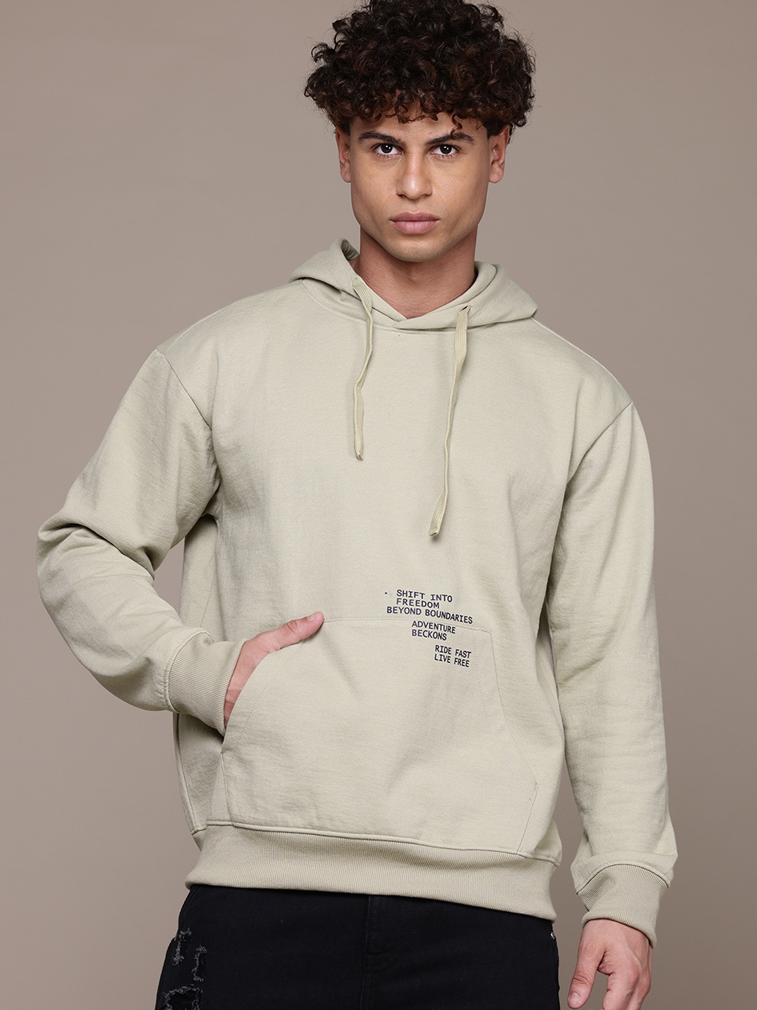 

Roadster The Lifestyle Co. Printed Detail Hooded Sweatshirt, Green