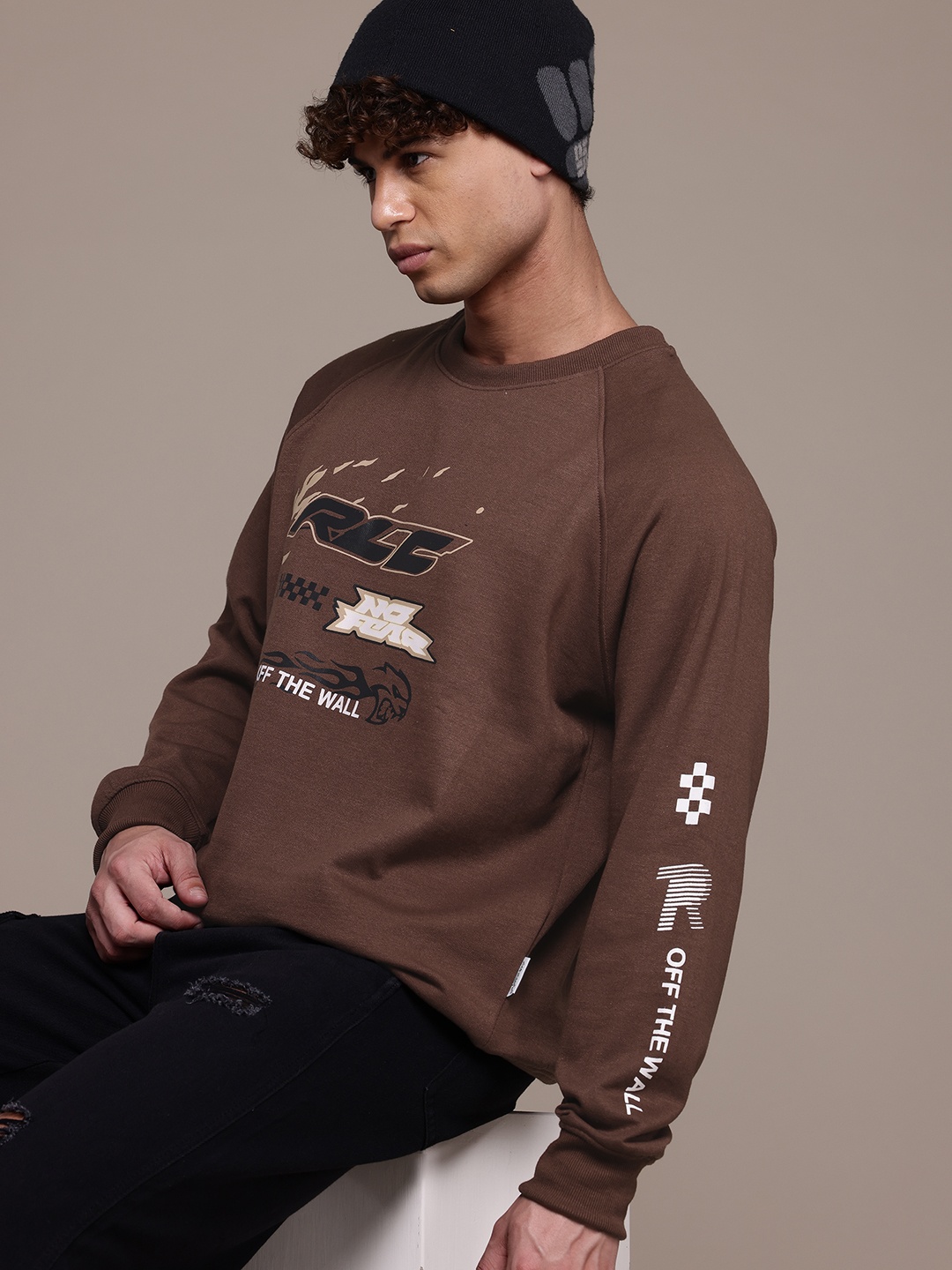 

Roadster The Lifestyle Co. Typography Printed Sweatshirt, Brown