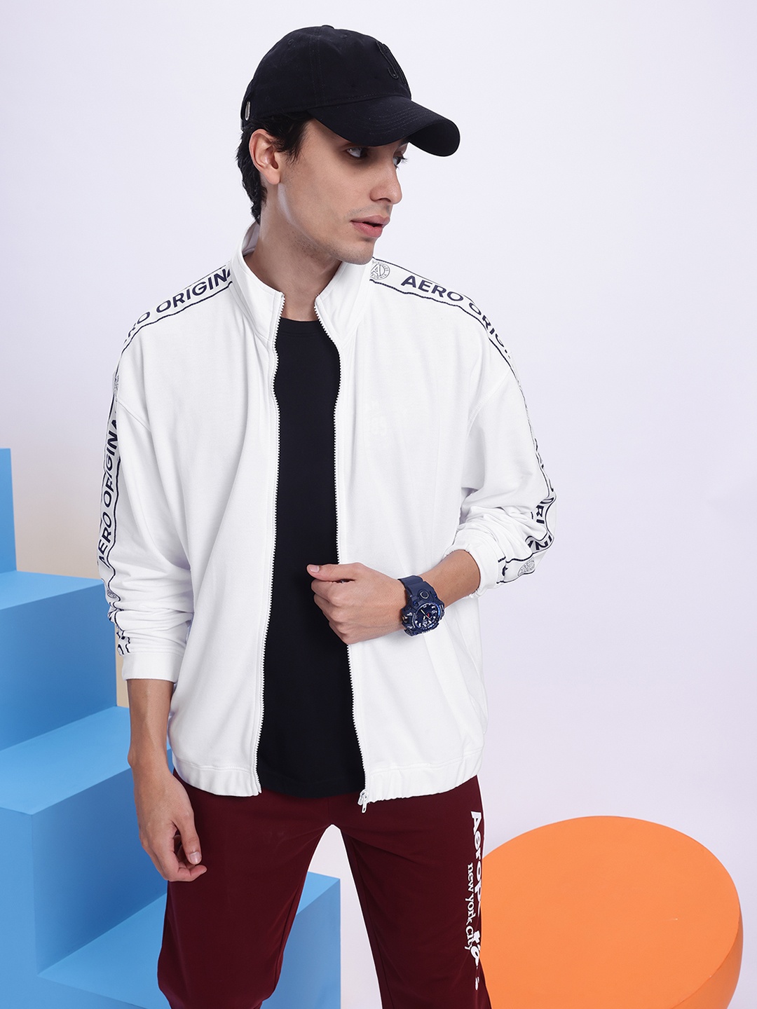 

Aeropostale Men Front-Open Sweatshirt, White