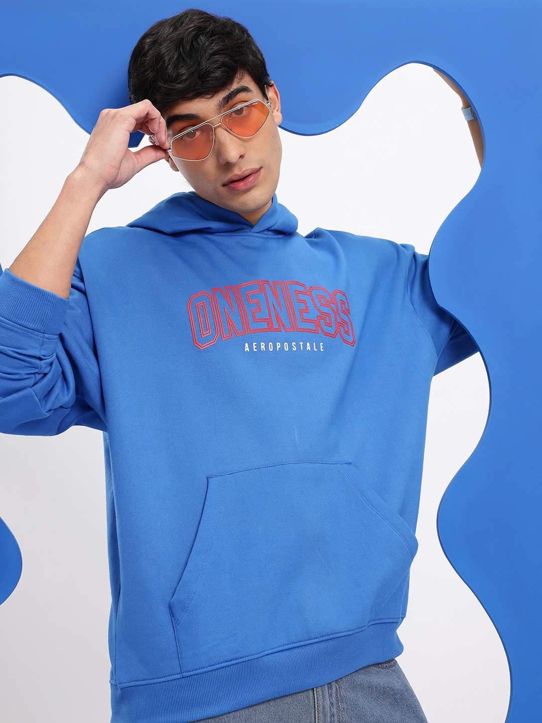 

Aeropostale Men Printed Hooded Sweatshirt, Blue