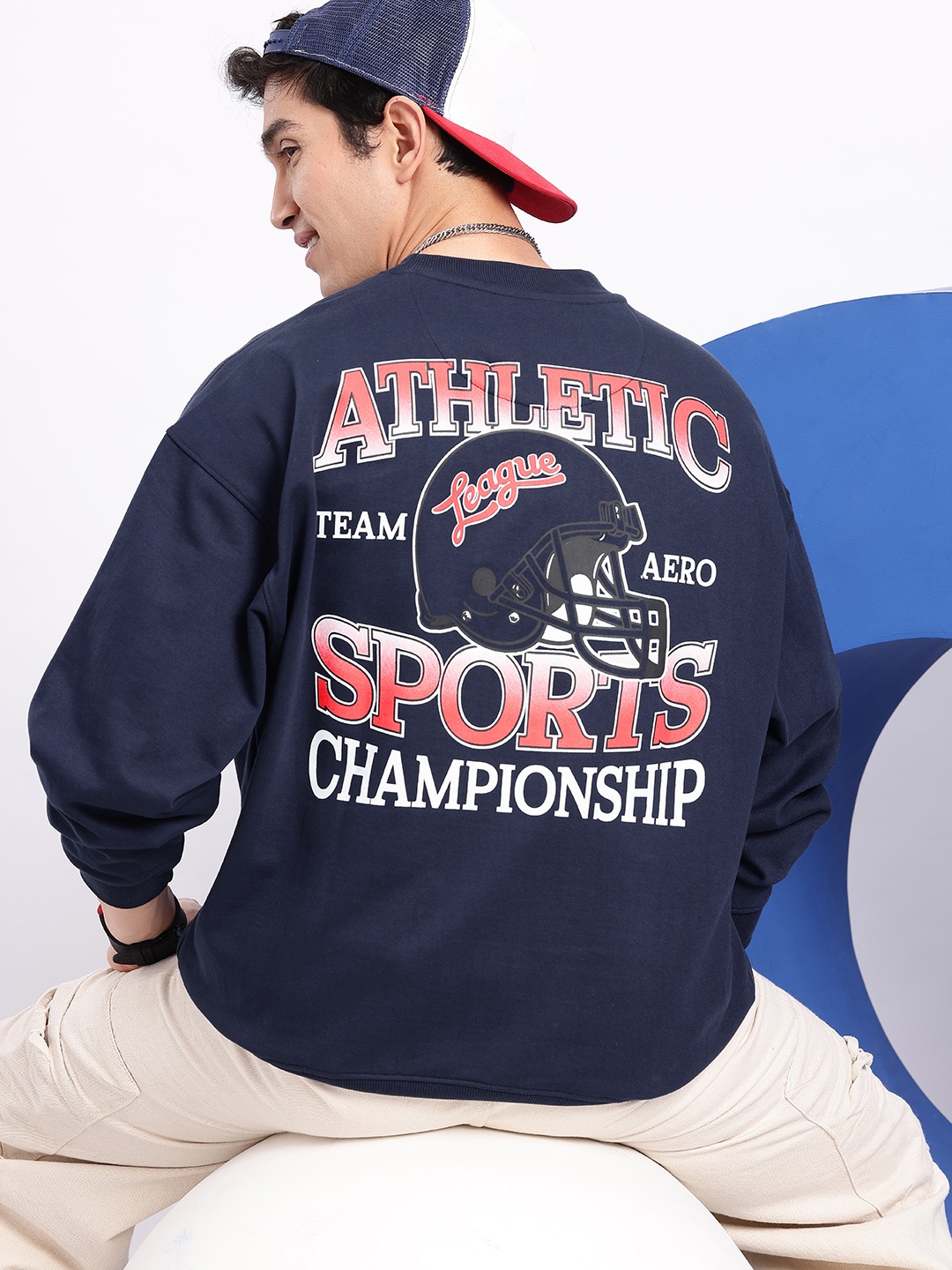 

Aeropostale Typography Printed Oversized Sweatshirt, Navy blue