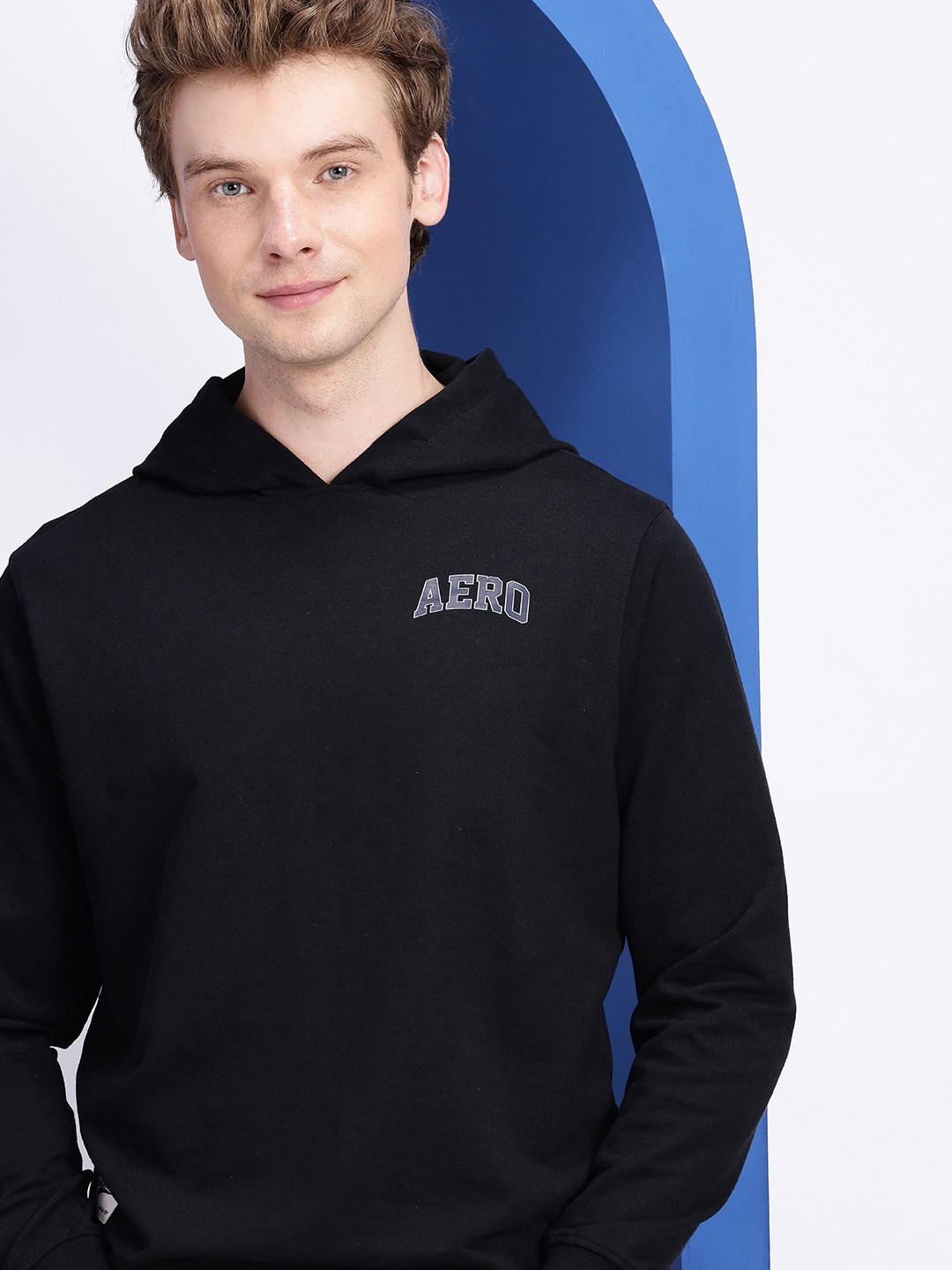 

Aeropostale Typography Printed Hooded Sweatshirt, Black