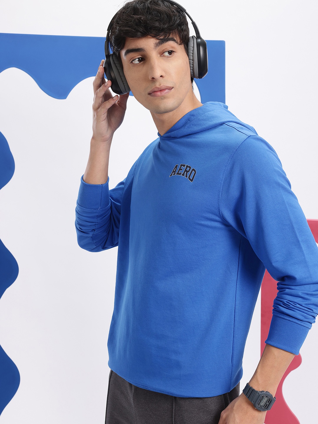 

Aeropostale Placement Print Hooded Sweatshirt, Blue