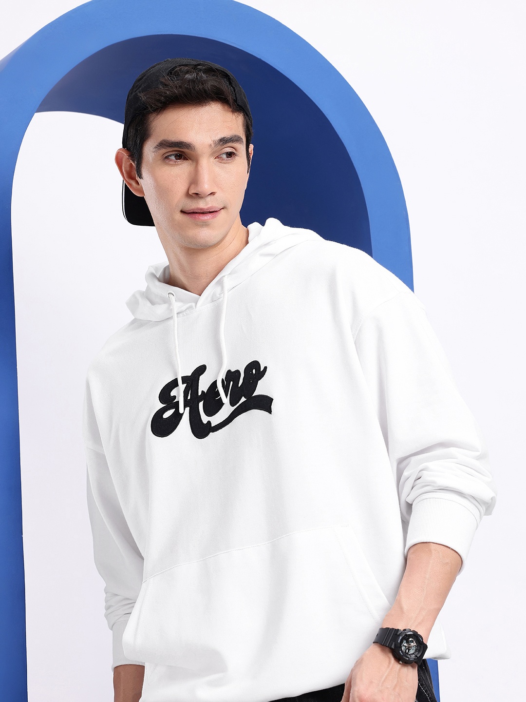 

Aeropostale Brand Logo Embroidered Hooded Oversized Sweatshirt, White