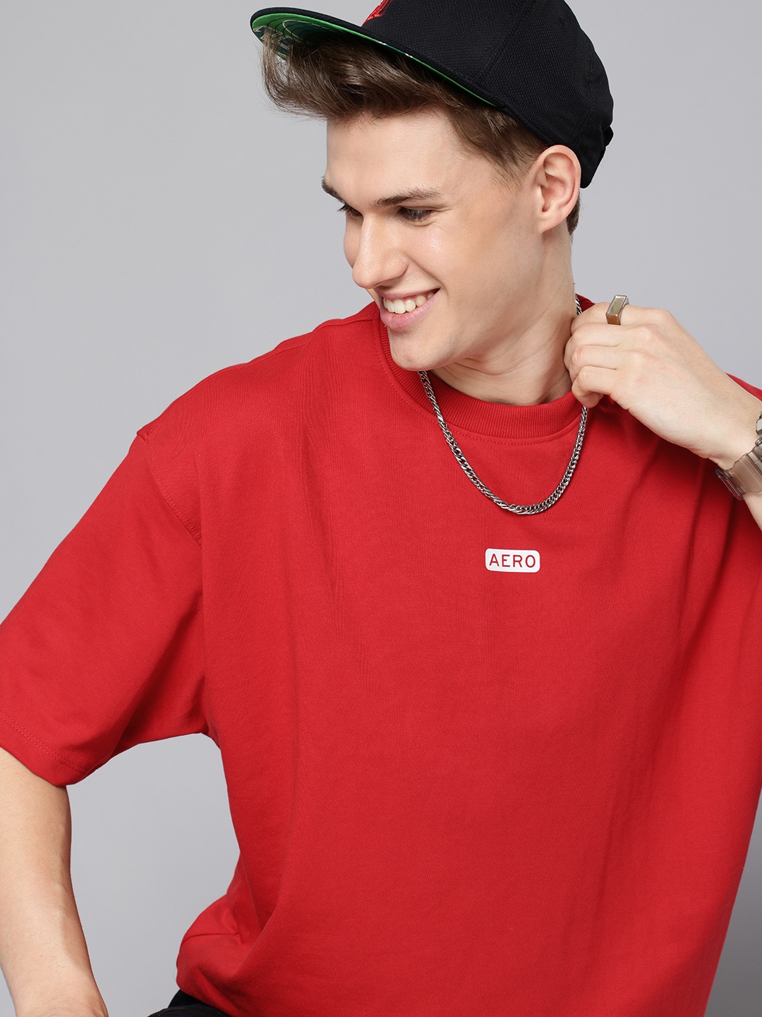 

Aeropostale Drop-Shoulder Sleeves Oversized T-shirt, Red