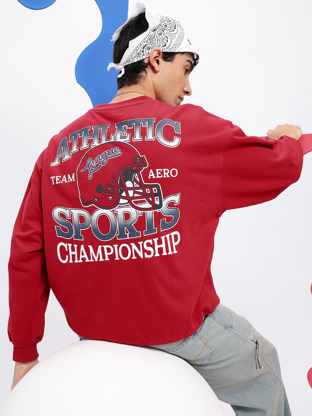 

Aeropostale Typography & Graphic Printed Drop-Shoulder Sleeves Sweatshirt, Red