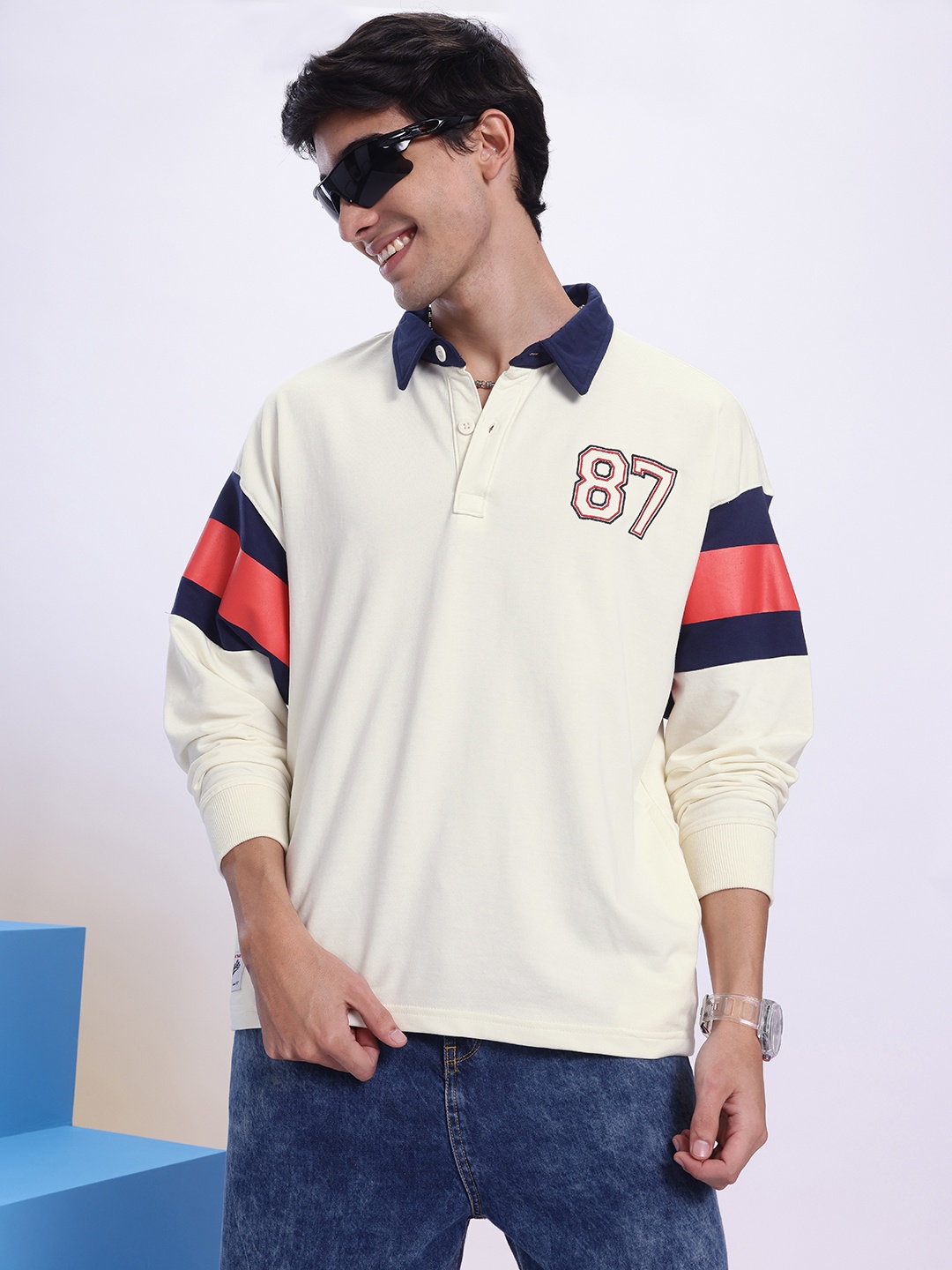 

Aeropostale Colorblocked Detail Sweatshirt, Cream