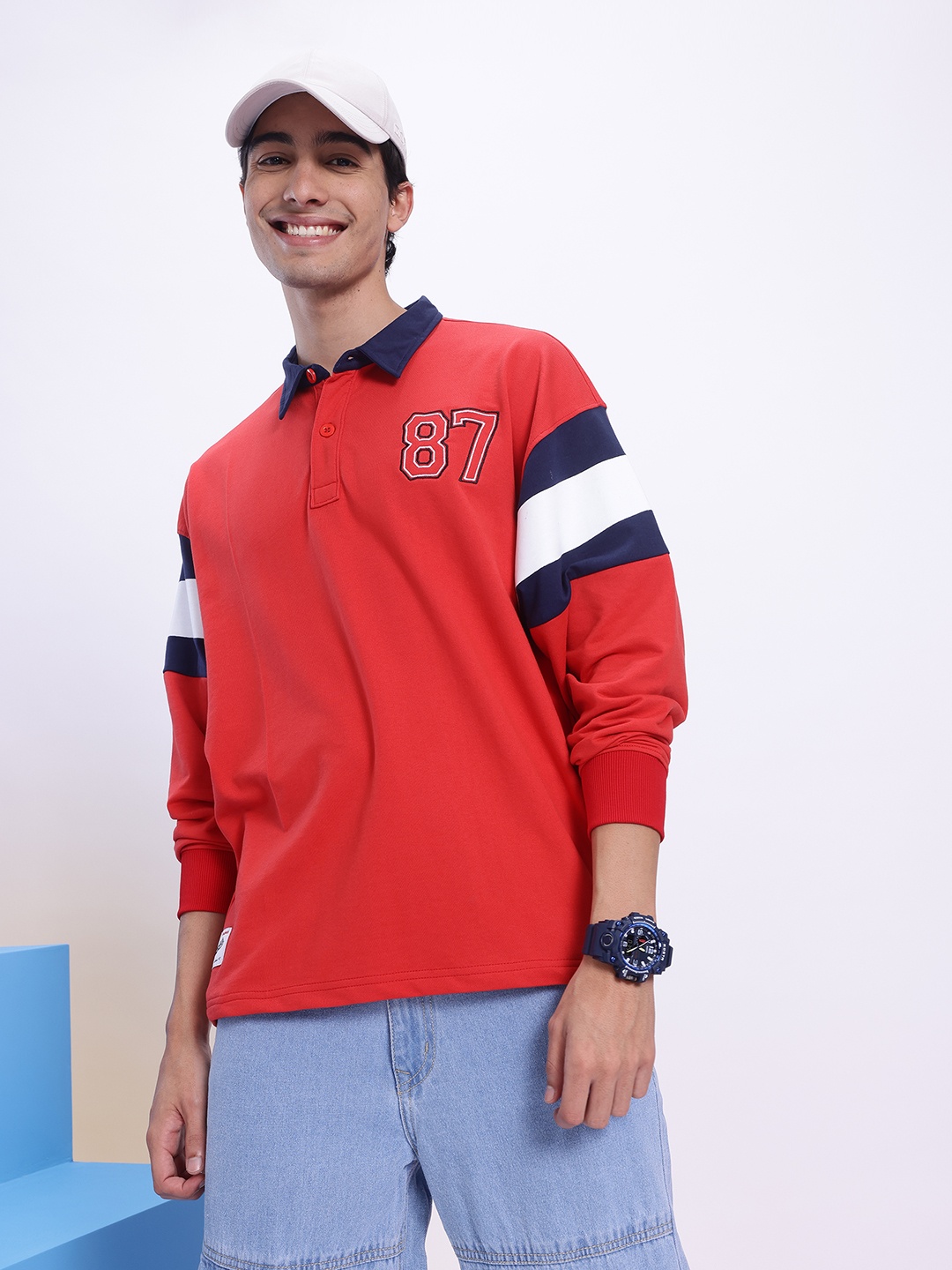 

Aeropostale Embroidered Polo Sweatshirt, Red