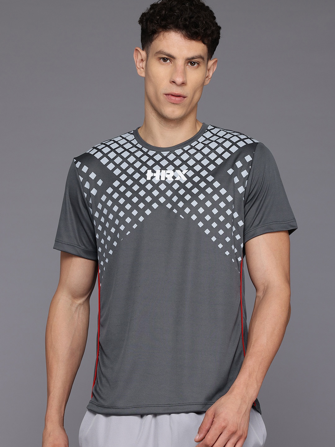 

HRX by Hrithik Roshan Printed Rapid-Dry Training T-shirt, Grey