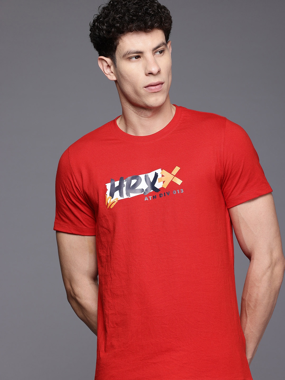 

HRX by Hrithik Roshan Men Brand Logo Printed T-shirt, Red