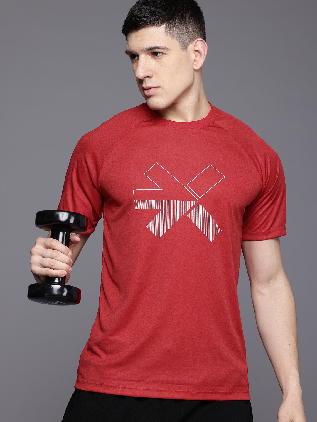 

HRX by Hrithik Roshan Men Brand Logo Printed Rapid-Dry Training T-shirt, Red