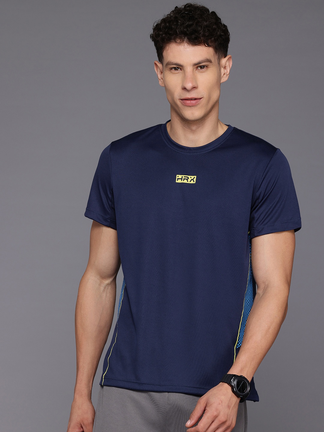 

HRX by Hrithik Roshan Regular Fit Short Sleeves T-Shirt, Navy blue