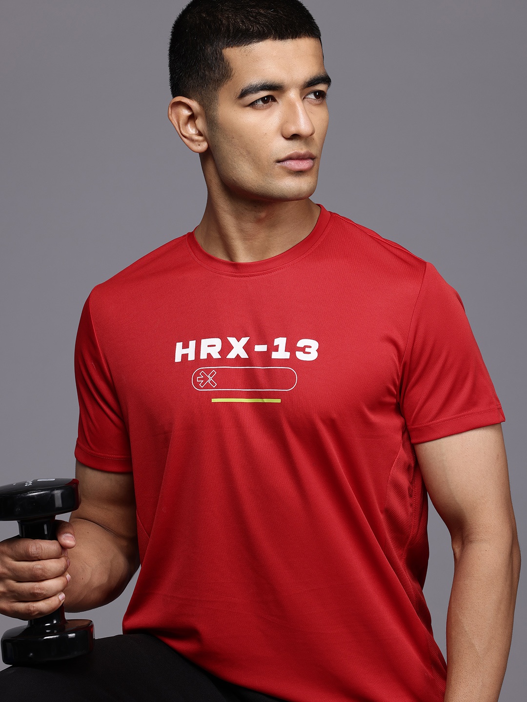 

HRX by Hrithik Roshan Typography Print Rapid-Dry Training T-shirt, Red