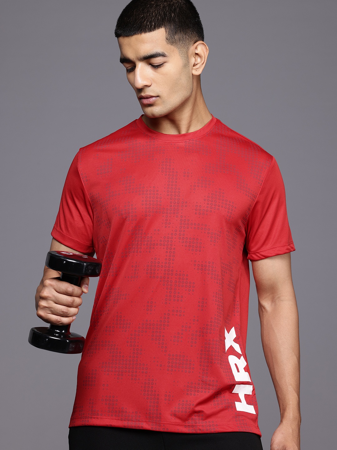 

HRX by Hrithik Roshan Printed Rapid-Dry Training T-shirt, Red