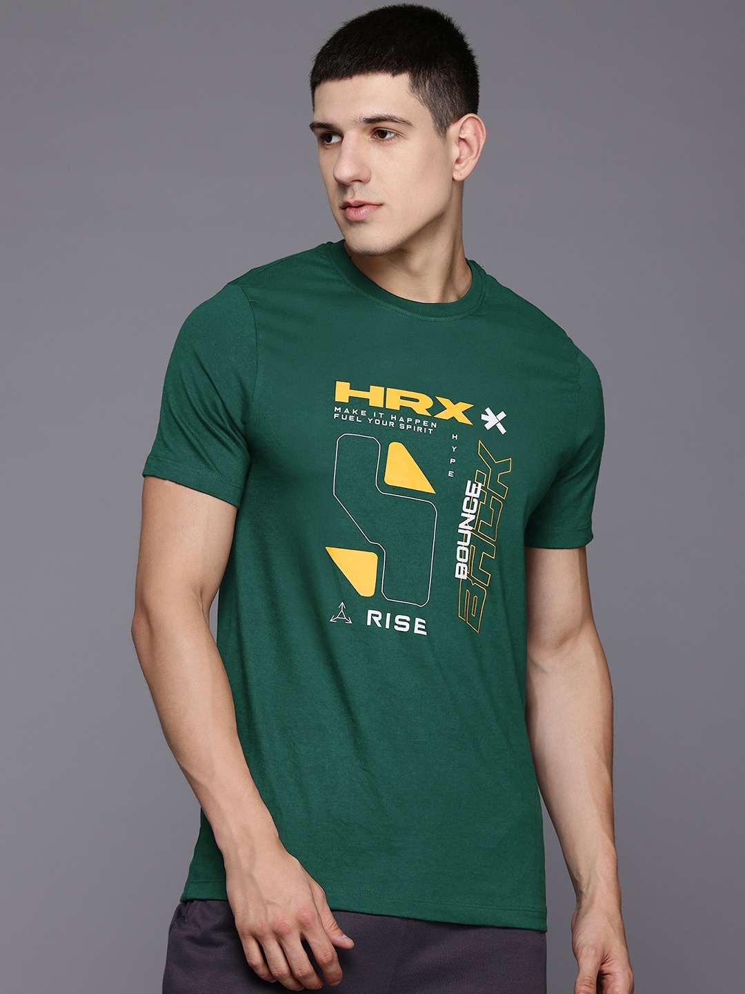 

HRX by Hrithik Roshan Brand Logo Printed T-shirt, Green