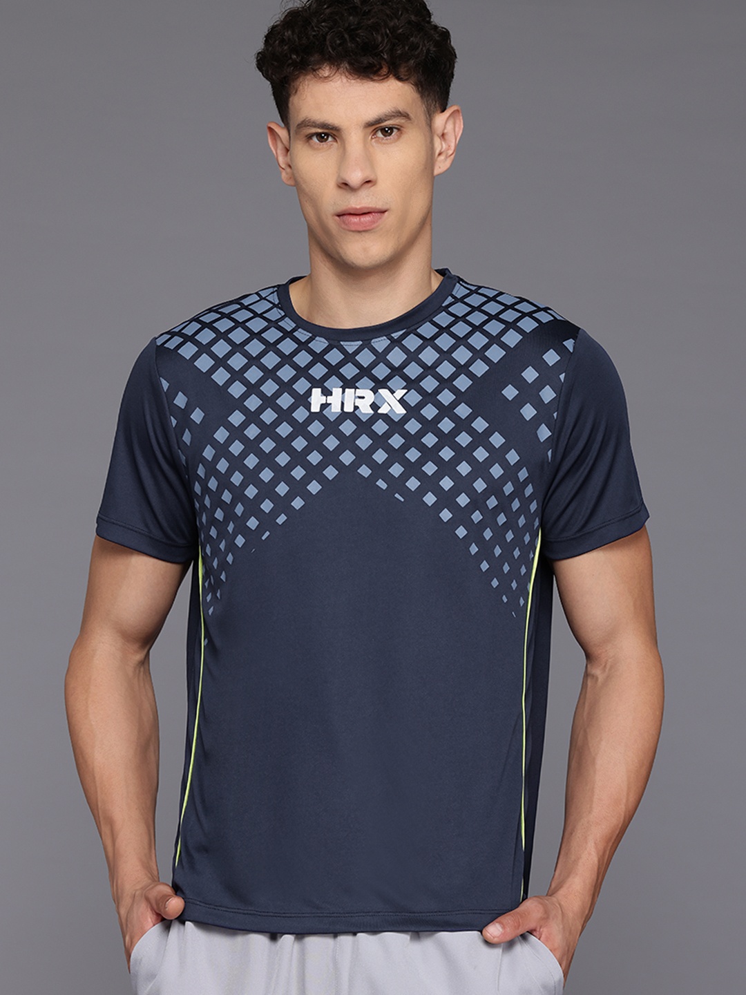 

HRX by Hrithik Roshan Printed Rapid-Dry Training T-shirt, Navy blue