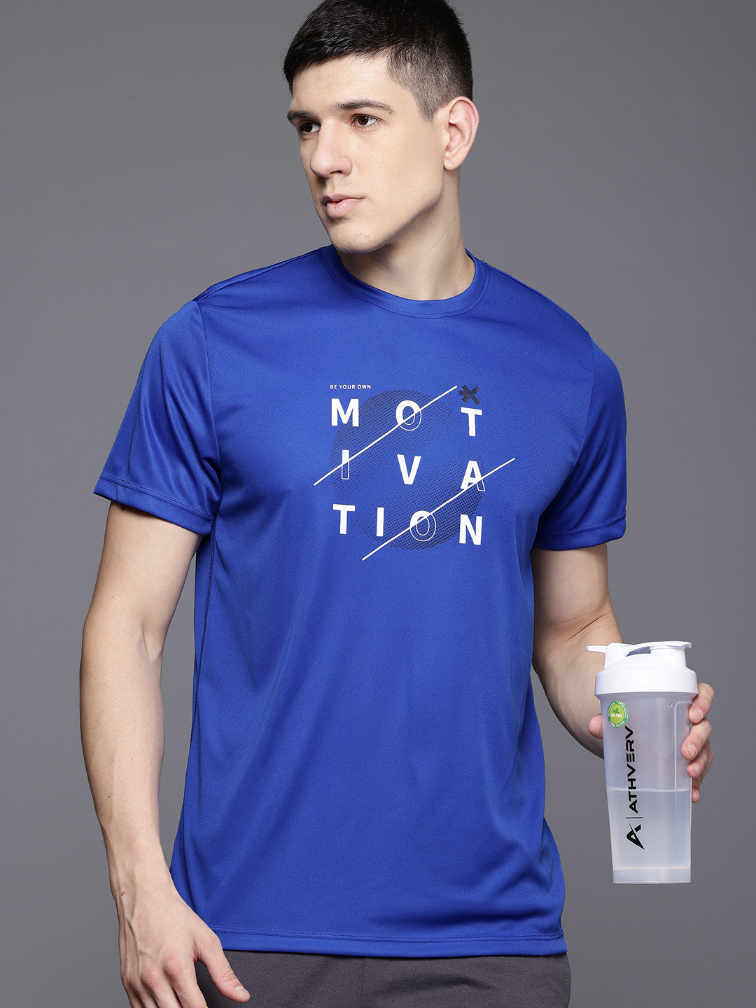 

HRX by Hrithik Roshan Typography Printed Rapid Dry Training T-shirt, Blue