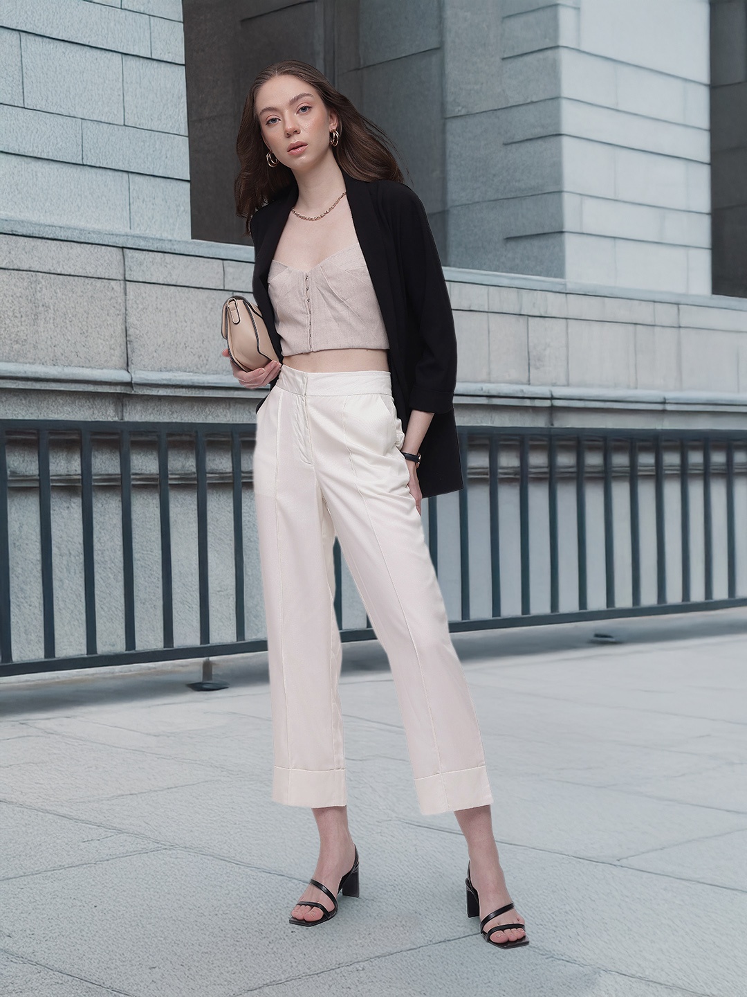 

French Connection Women Parallel Trousers, Off white