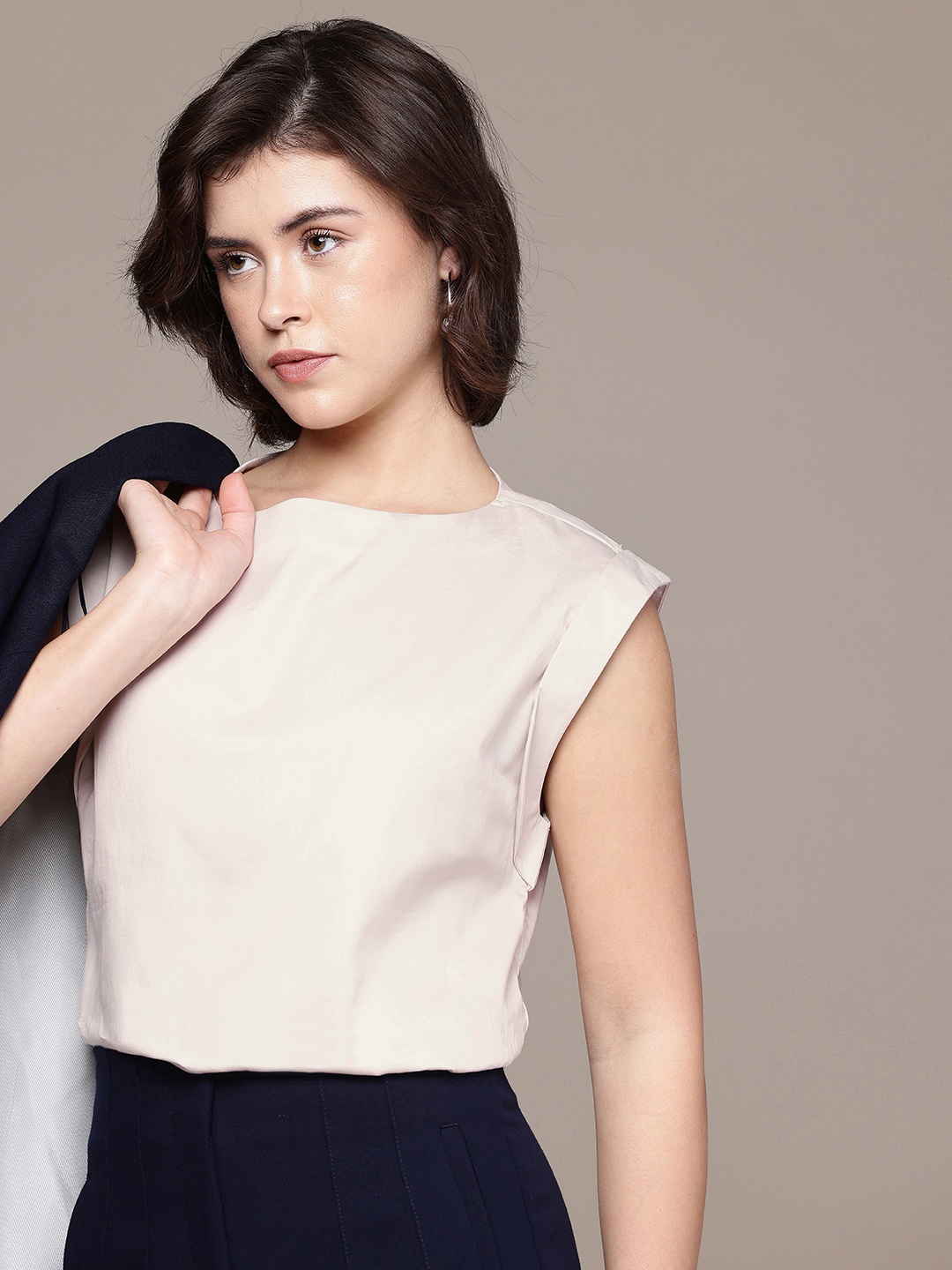 

French Connection Sleeveless Pure Cotton Top, Off white
