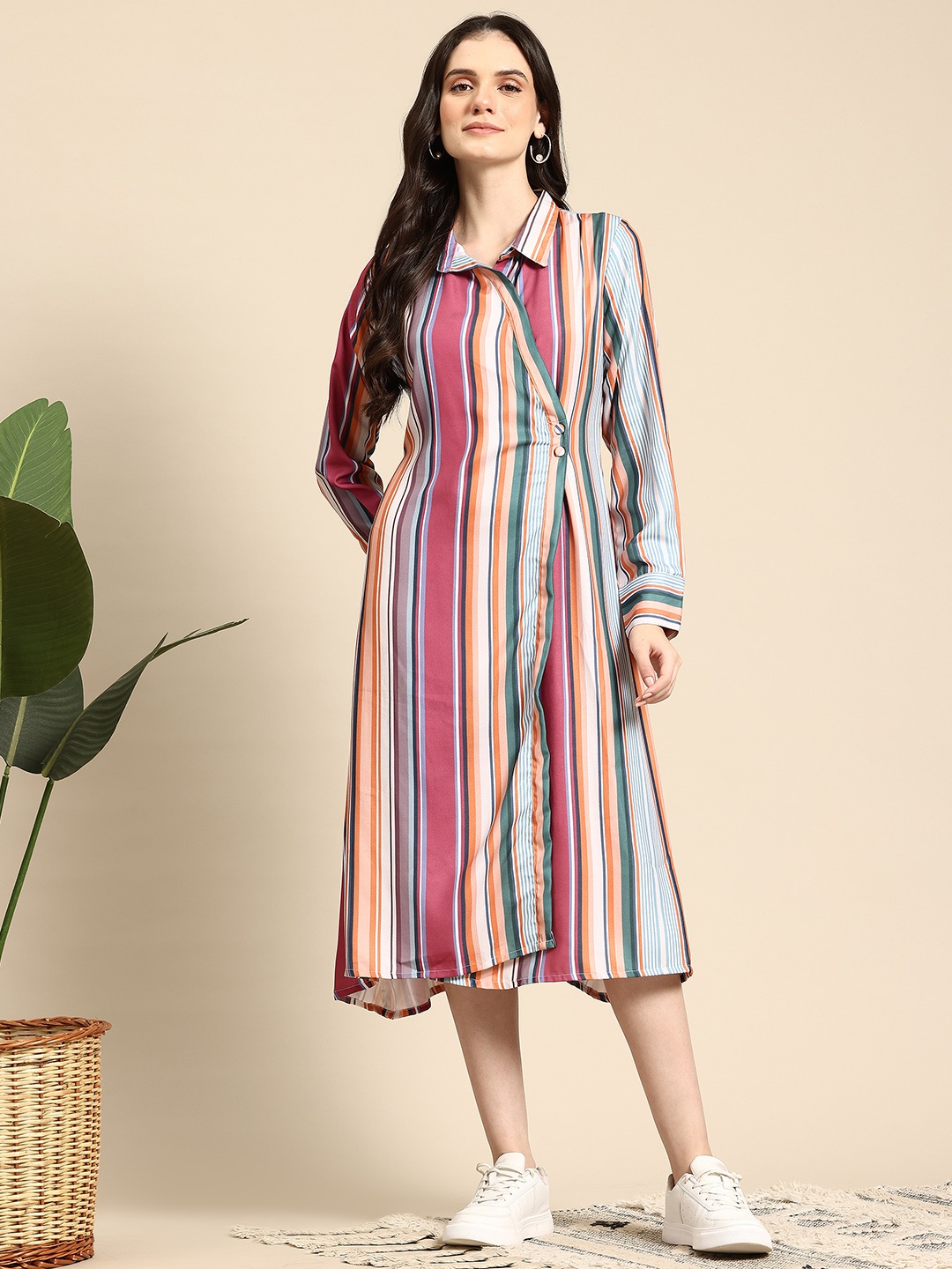 

Mast & Harbour Striped Shirt Maxi Dress, Multi
