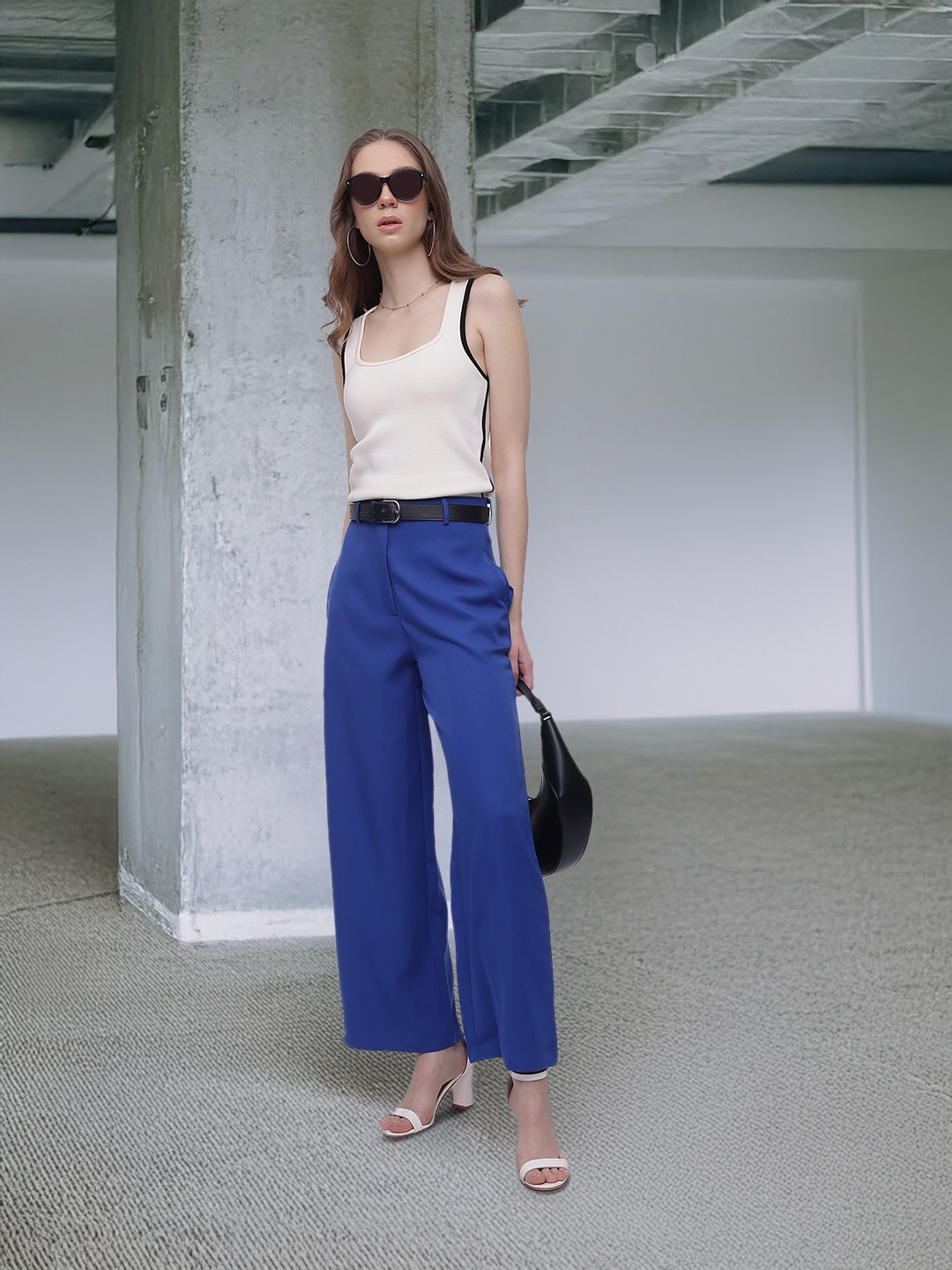 

French Connection Women Parallel Trousers, Blue