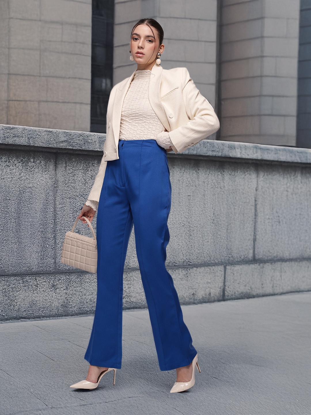 

French Connection Women Parallel Trousers, Blue