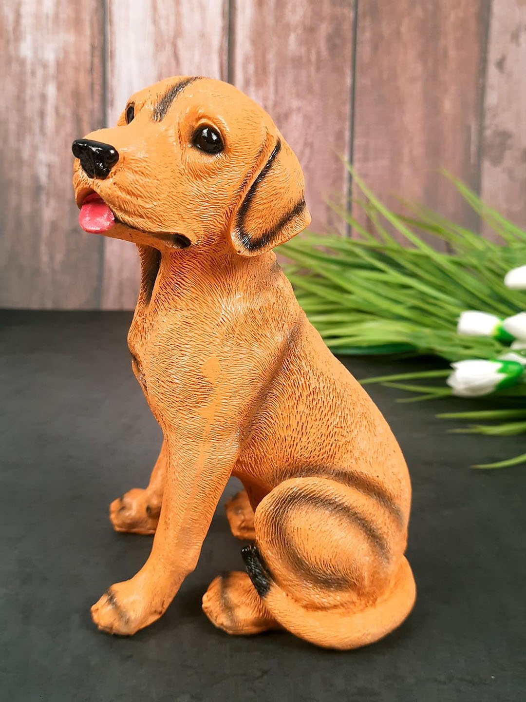 

apka mart Brown & Black Birds And Animals Figurine Dog Showpiece