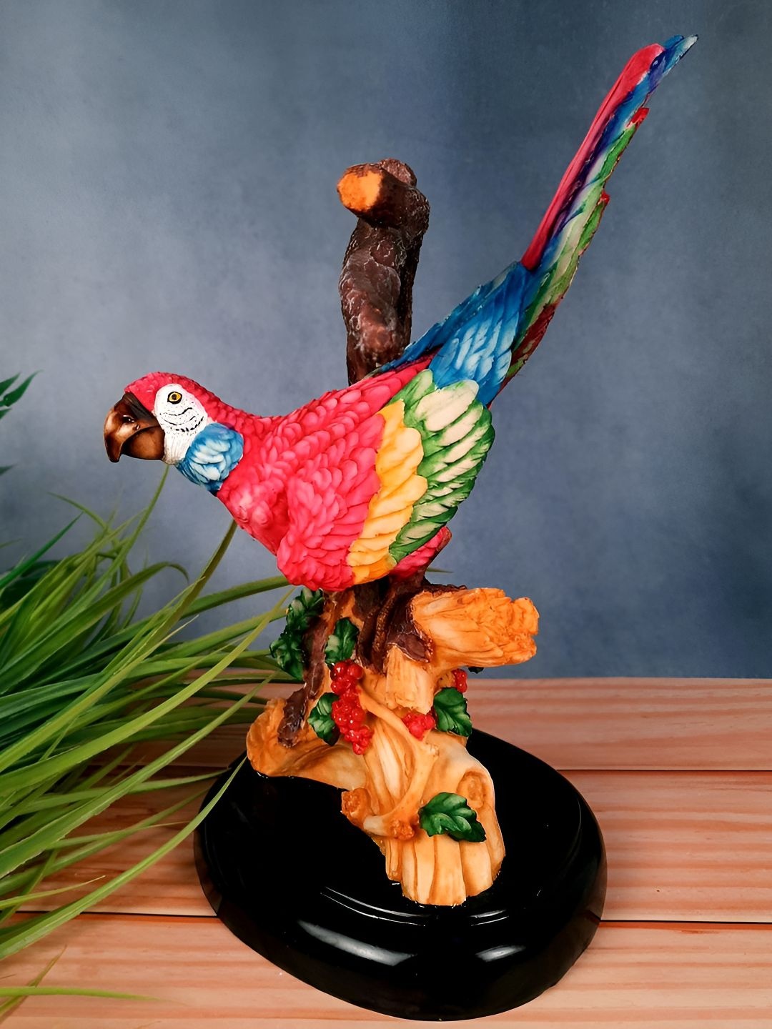

apka mart Pink & Blue Birds And Animals Figurine Parrot Showpiece