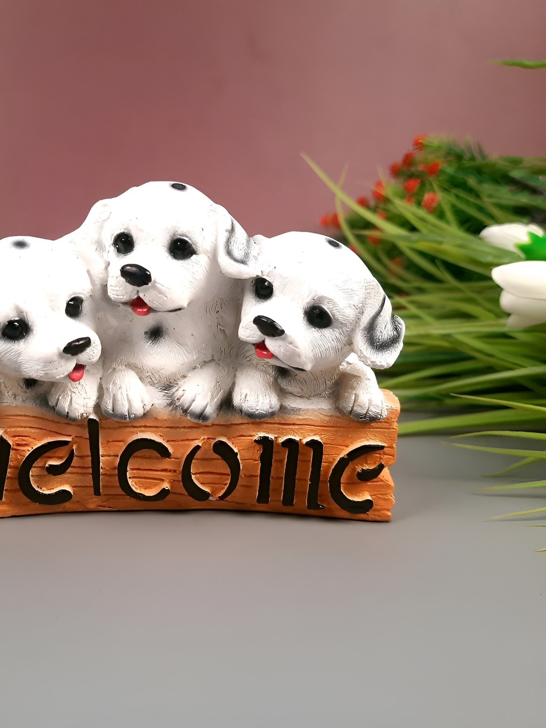 

apka mart White & Black Birds And Animals Figurine Welcome Dog Showpiece