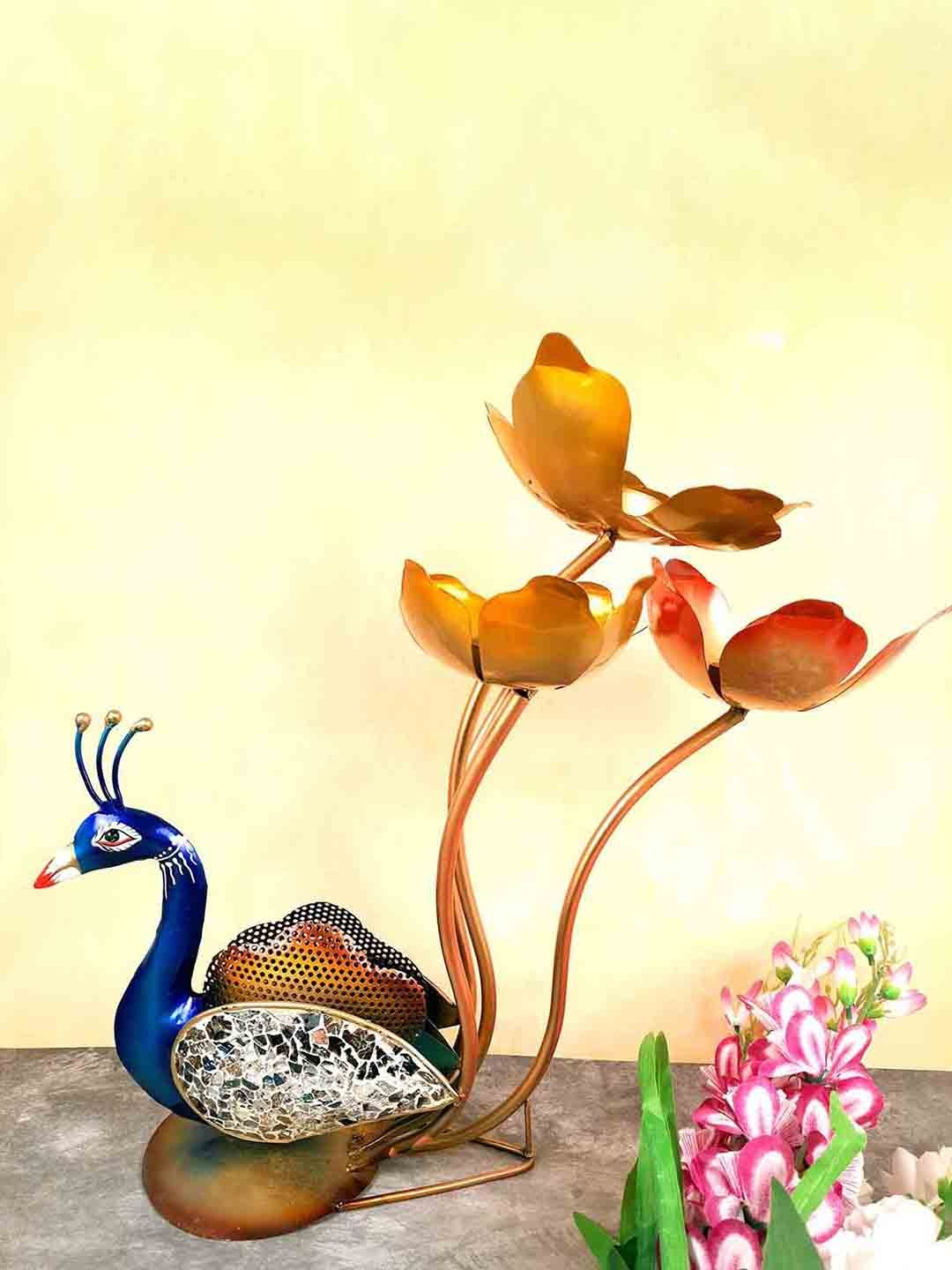 

apka mart Blue & Red Figurine Tea Light Holder Cum Showpiece