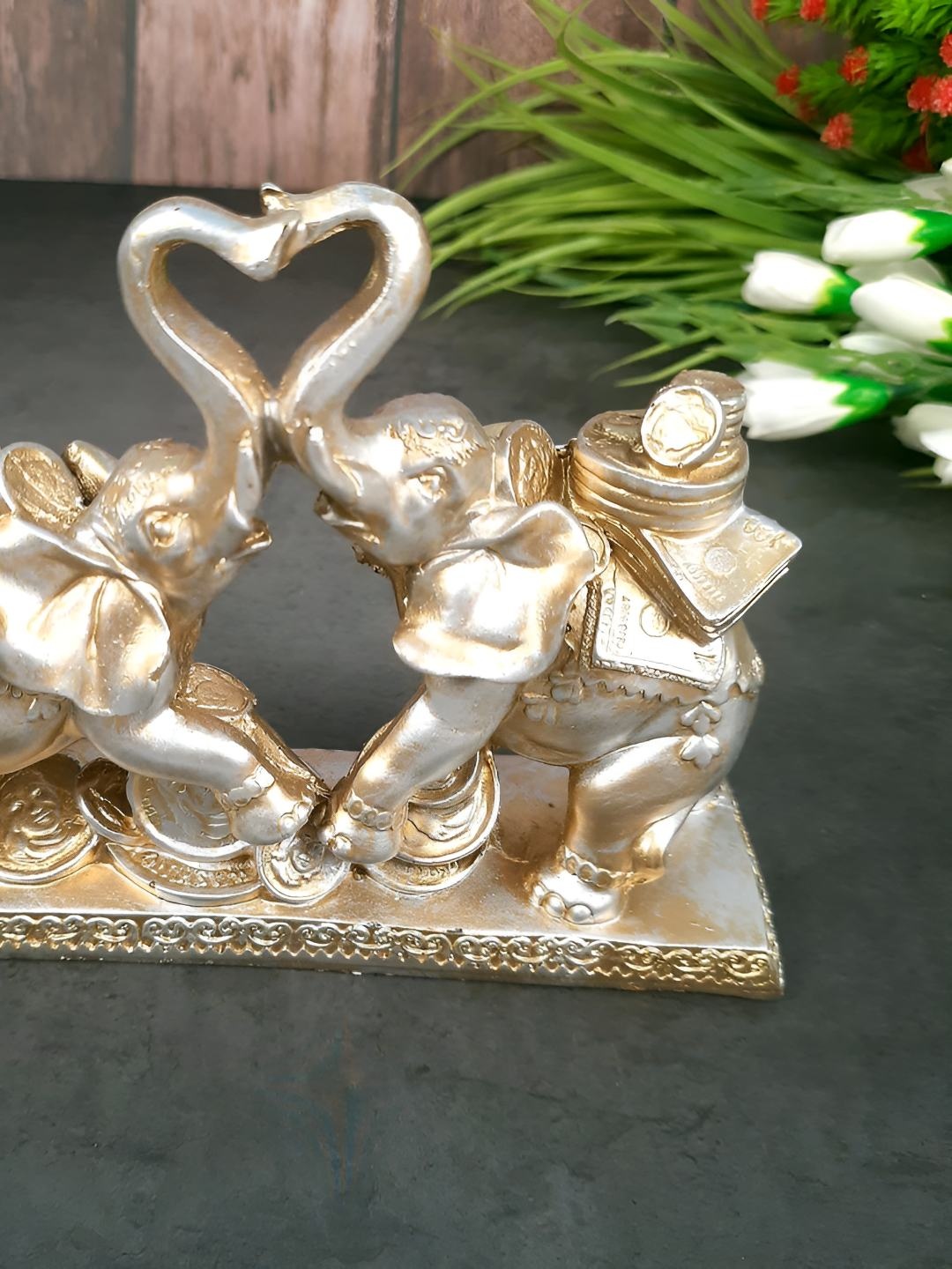

apka mart Silver-Toned Elephant Figurine Showpiece