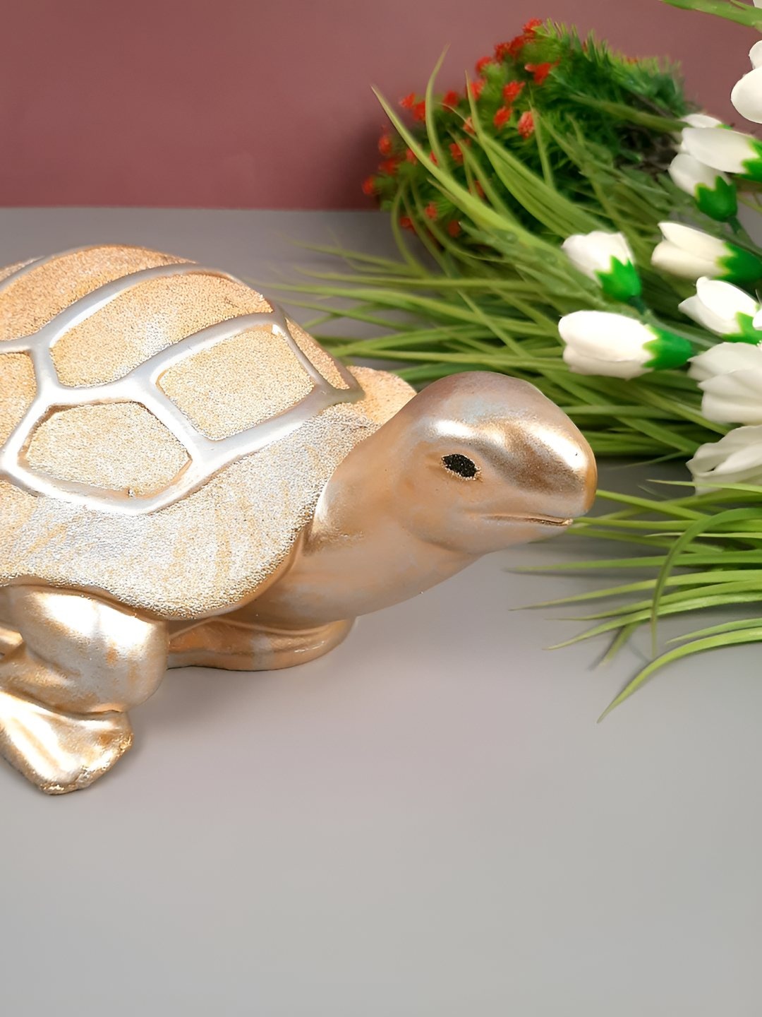 

apka mart Gold-Toned Figurine Feng Shui Tortoise Showpiece