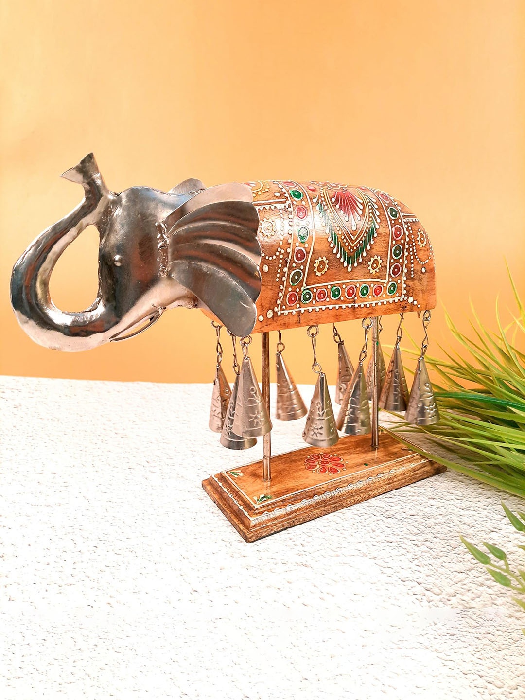 

apka mart Brown & Orange Figurine Elephant Showpiece
