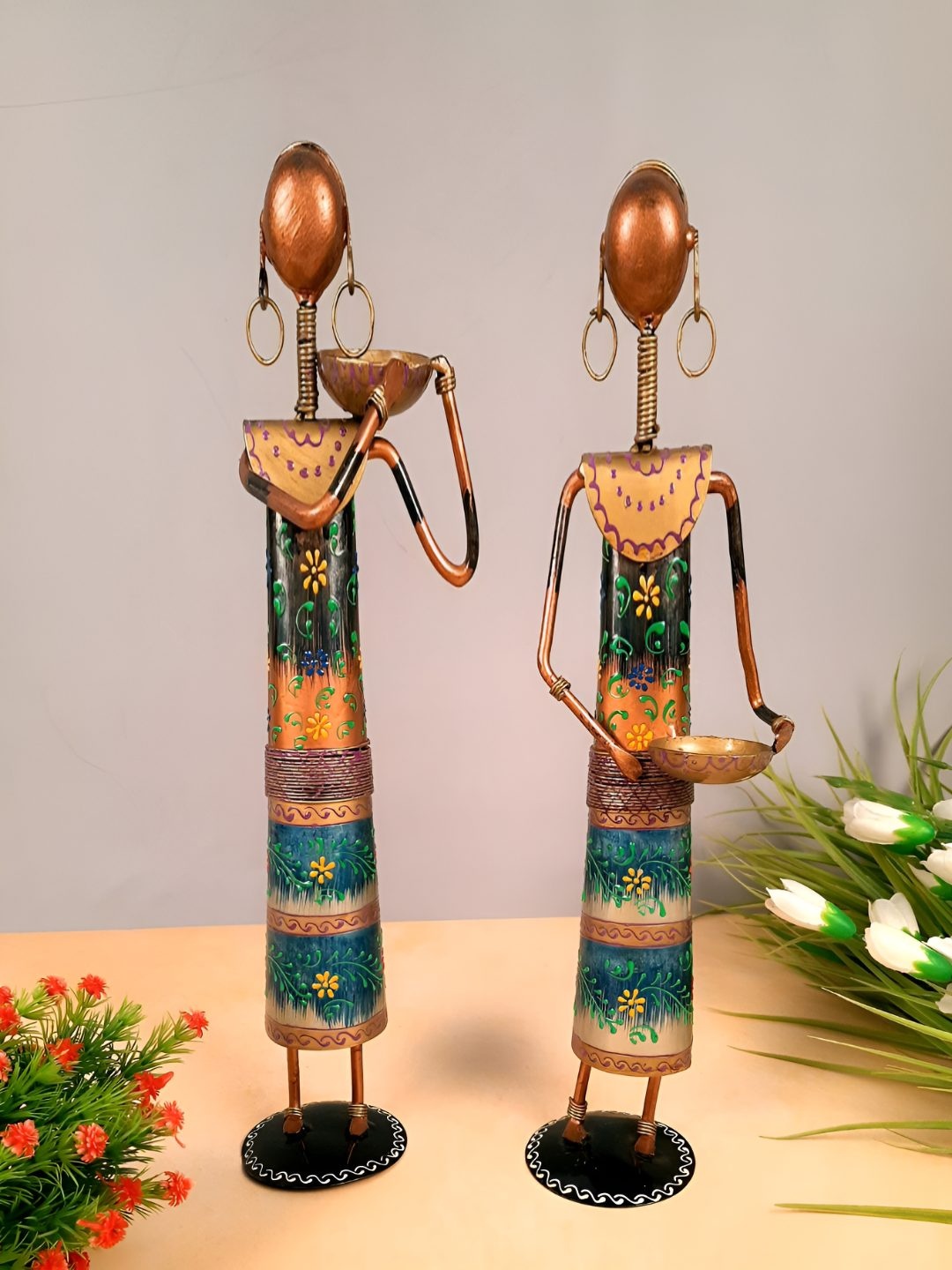 

apka mart Copper-Toned & Green 2Pieces Figurine Showpieces